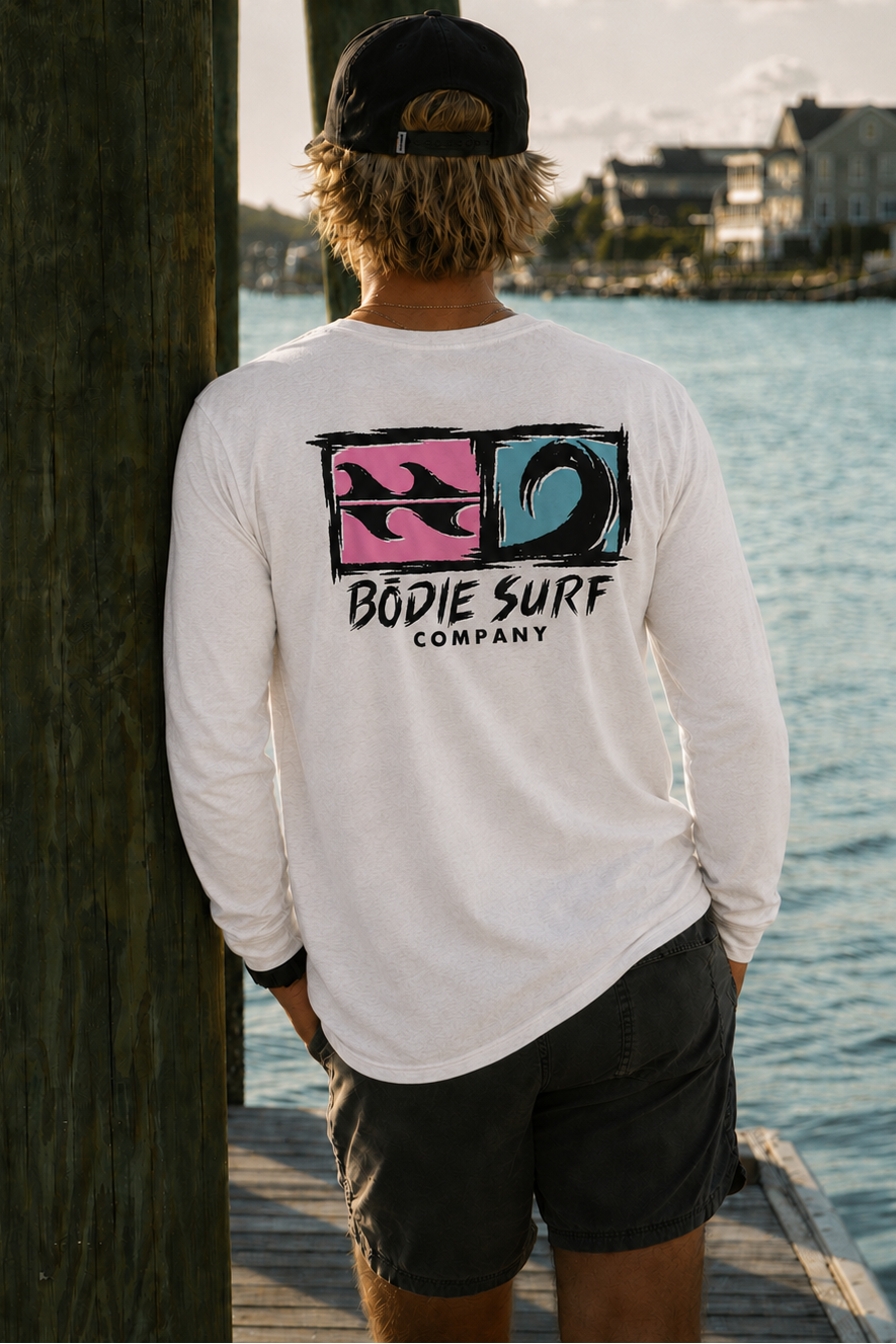 Logo &amp; Wave Long Sleeve Tee