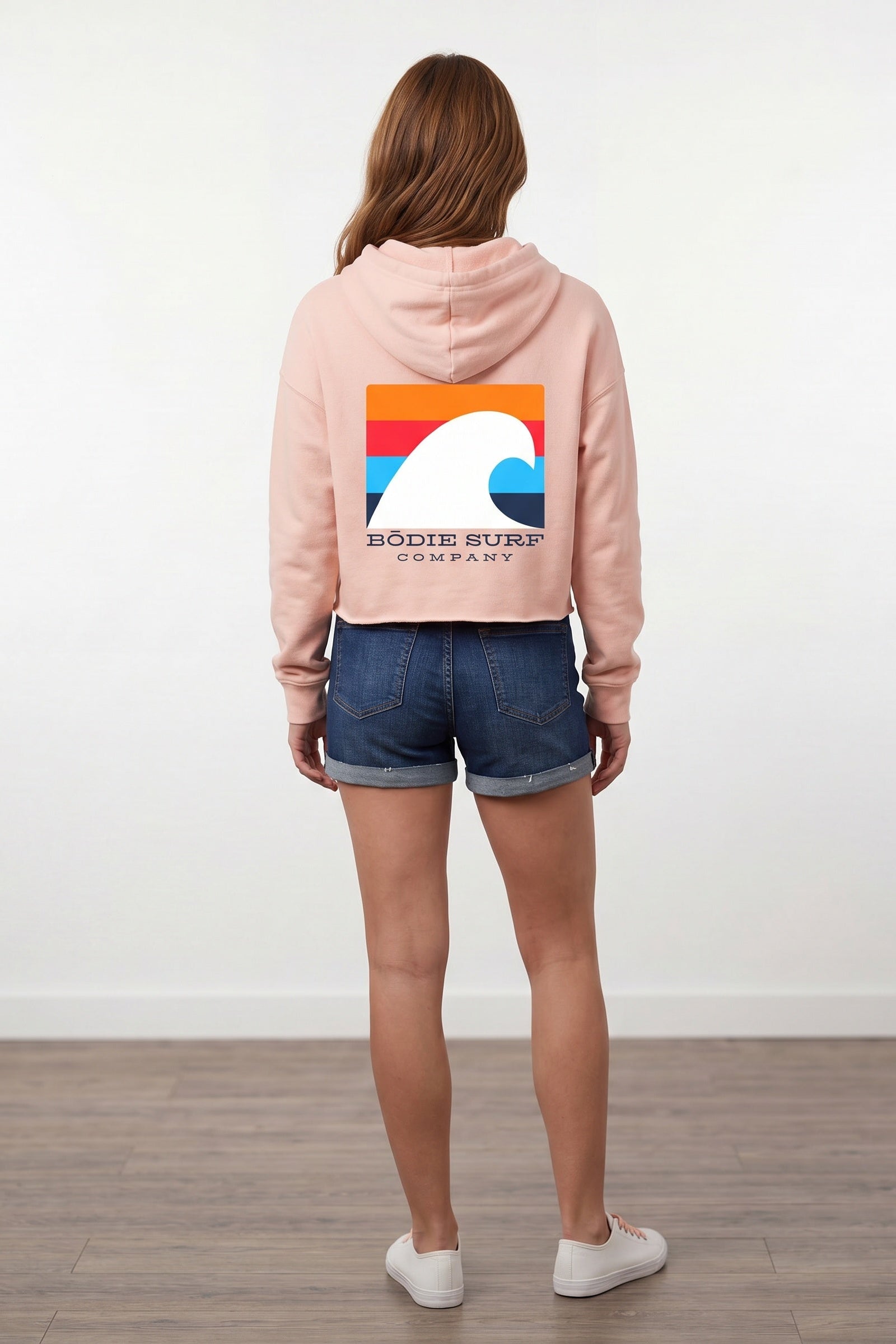 White Wave womens cropped hoodie