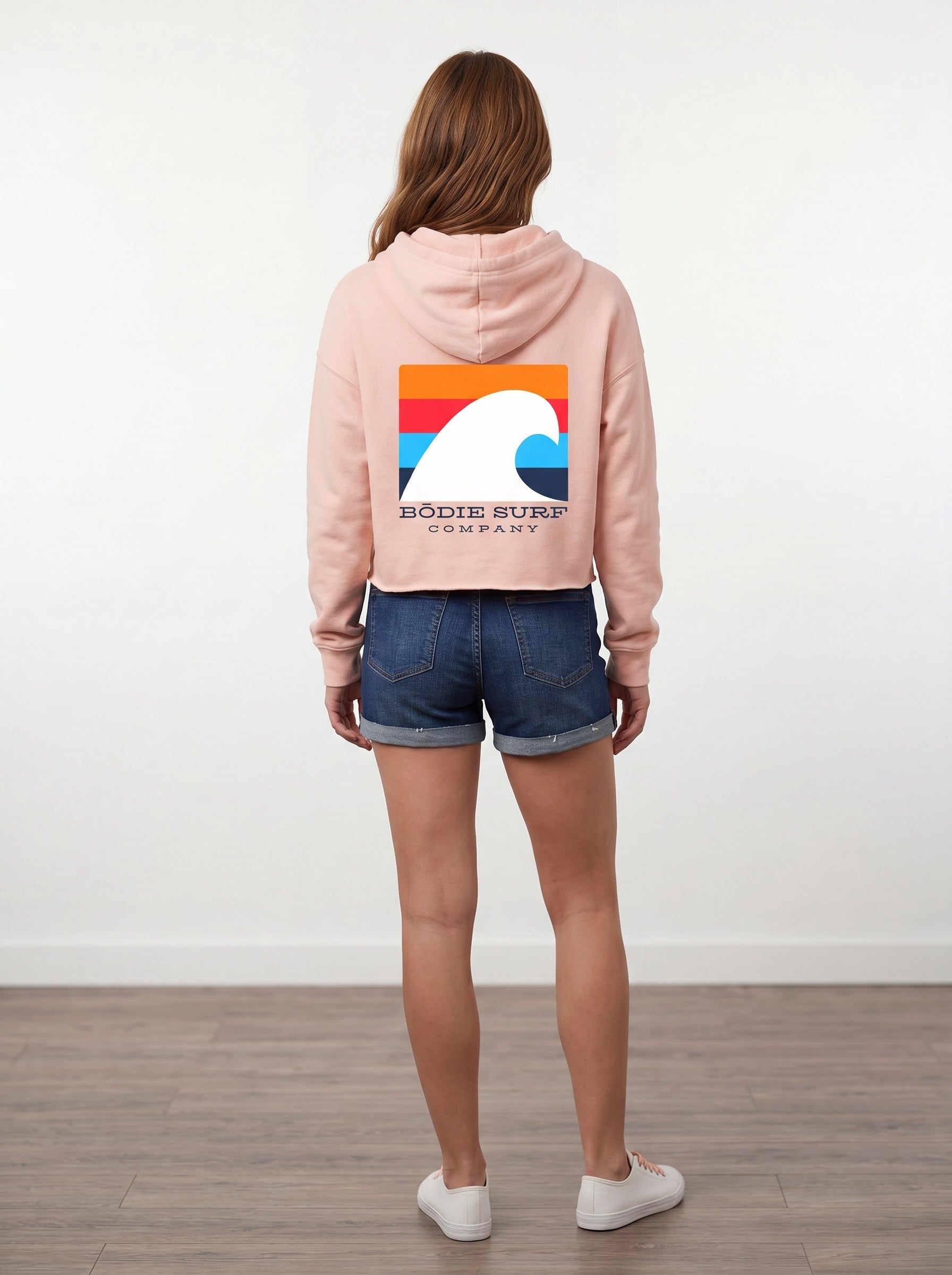 White Wave womens cropped hoodie
