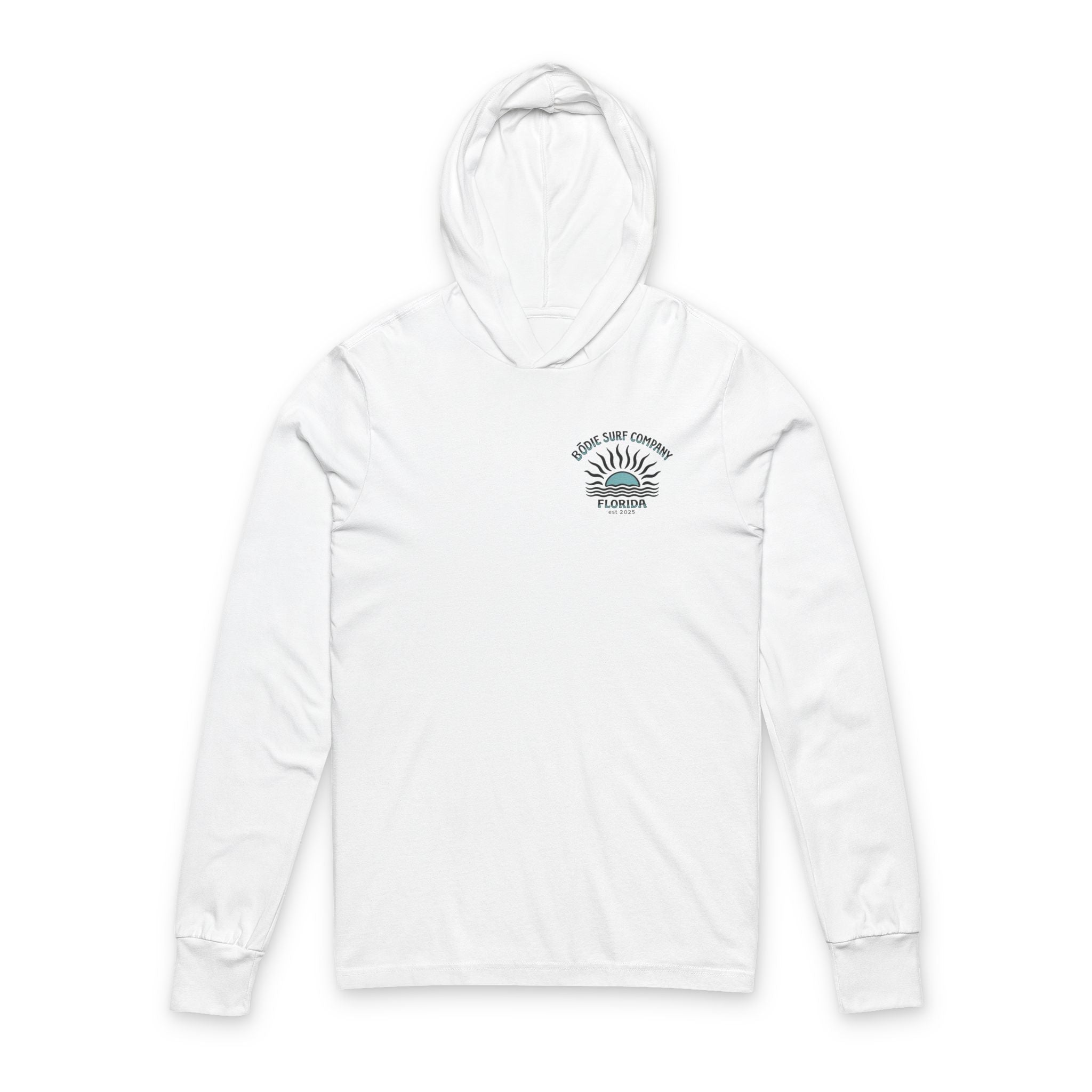 Teal Sun Hooded Long Sleeve Tee