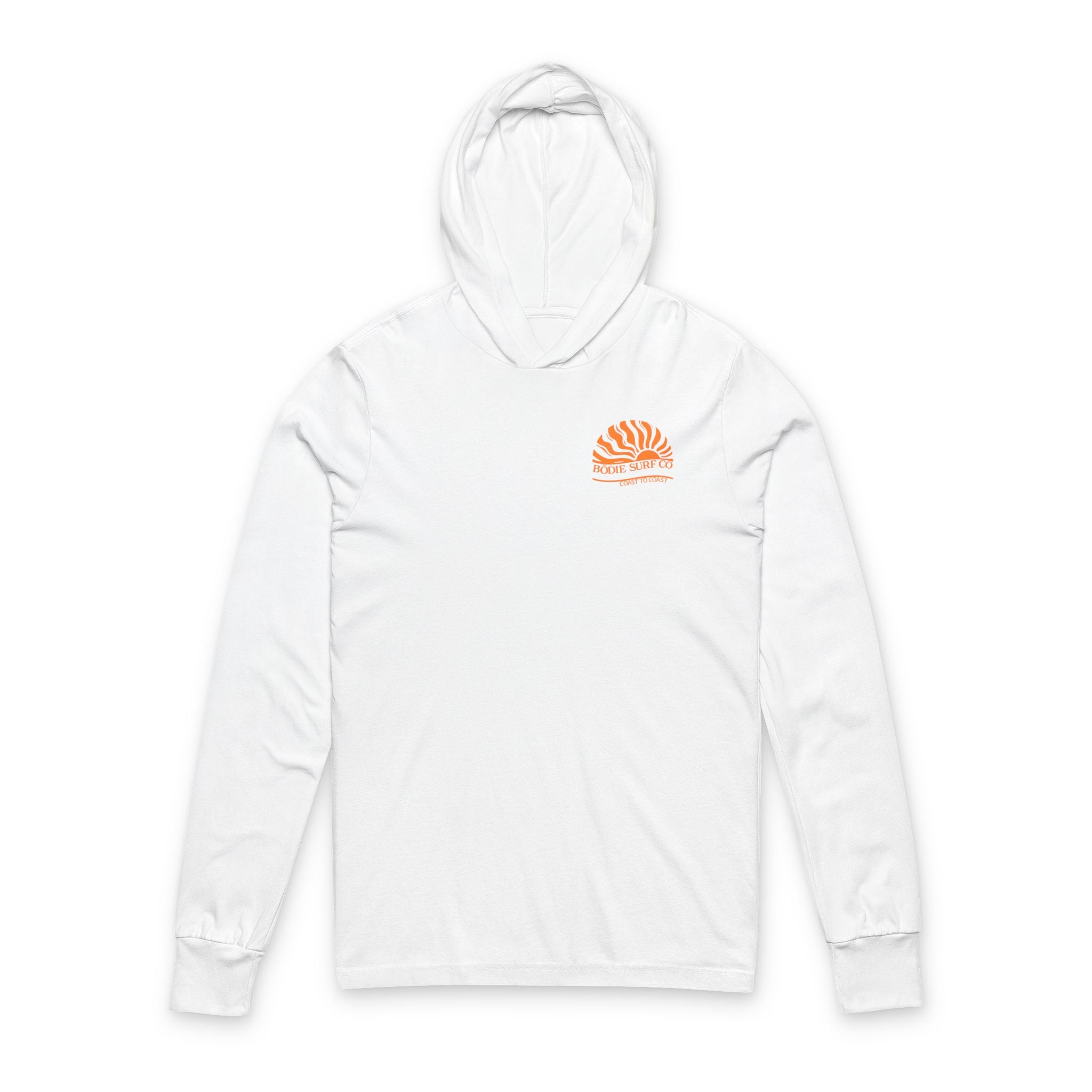 Coast to Coast Hooded Long Sleeve Tee in Black and White