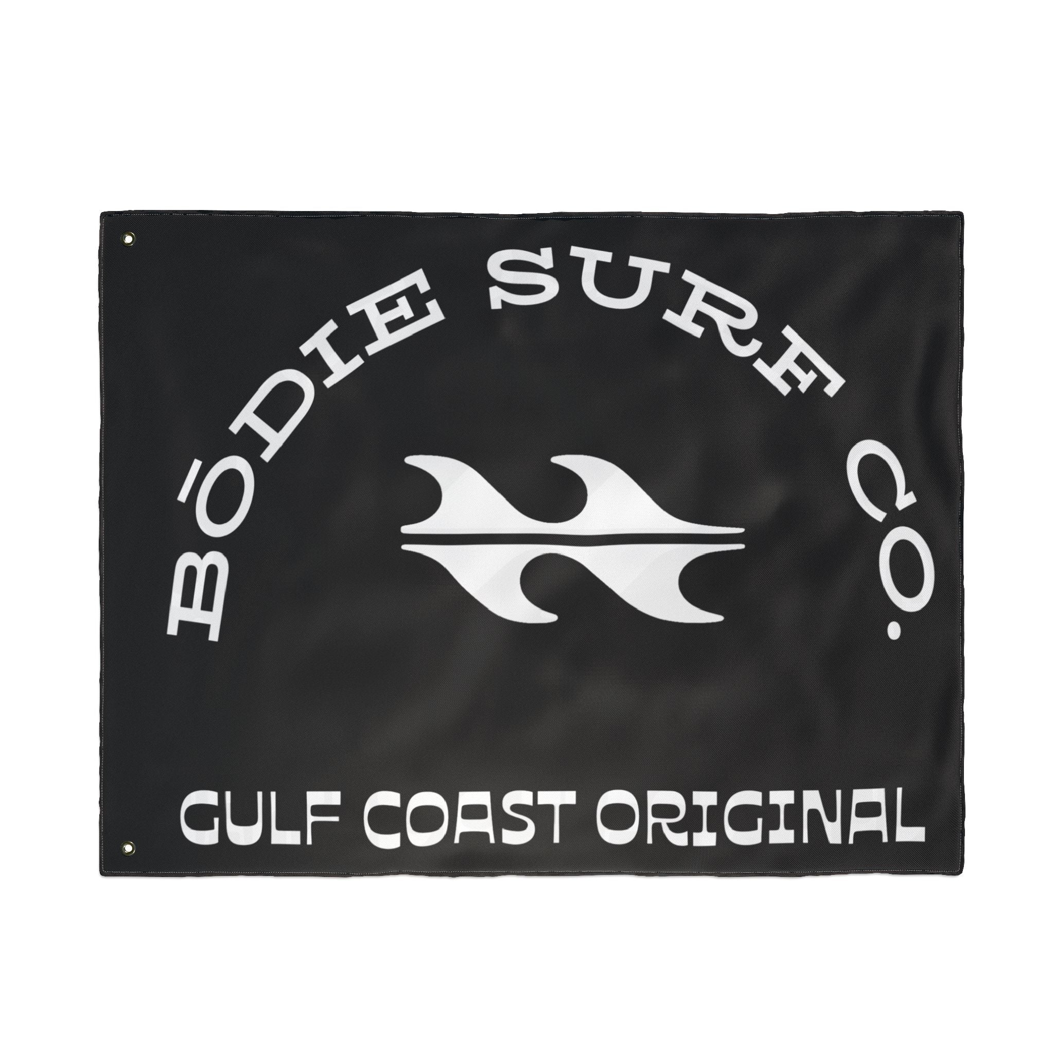 Bōdie Surf Co. Double-Sided Flag – Gulf Coast Original Surf Logo