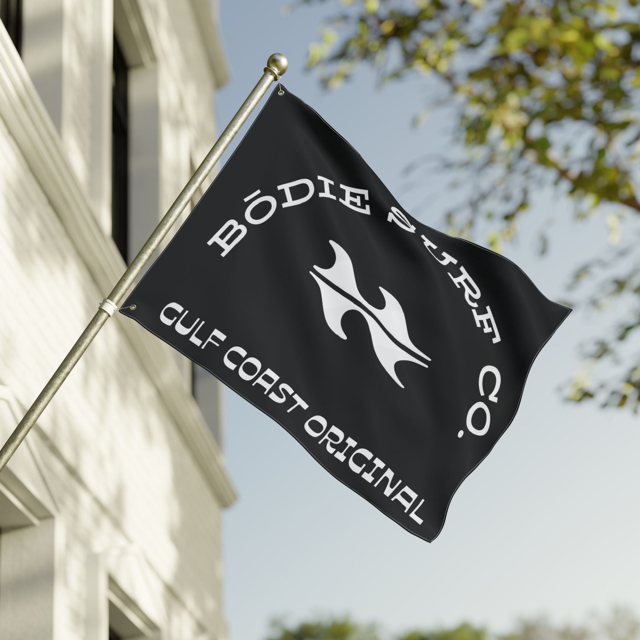 Bōdie Surf Co. Double-Sided Flag – Gulf Coast Original Surf Logo