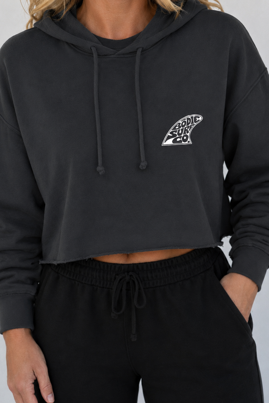 Retro Fin Cropped Hoodie