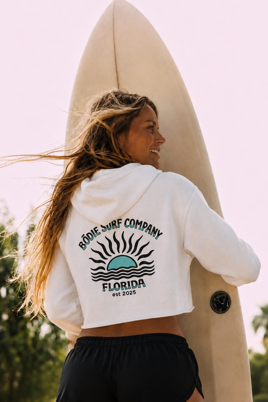Teal Sun Cropped Hoodie