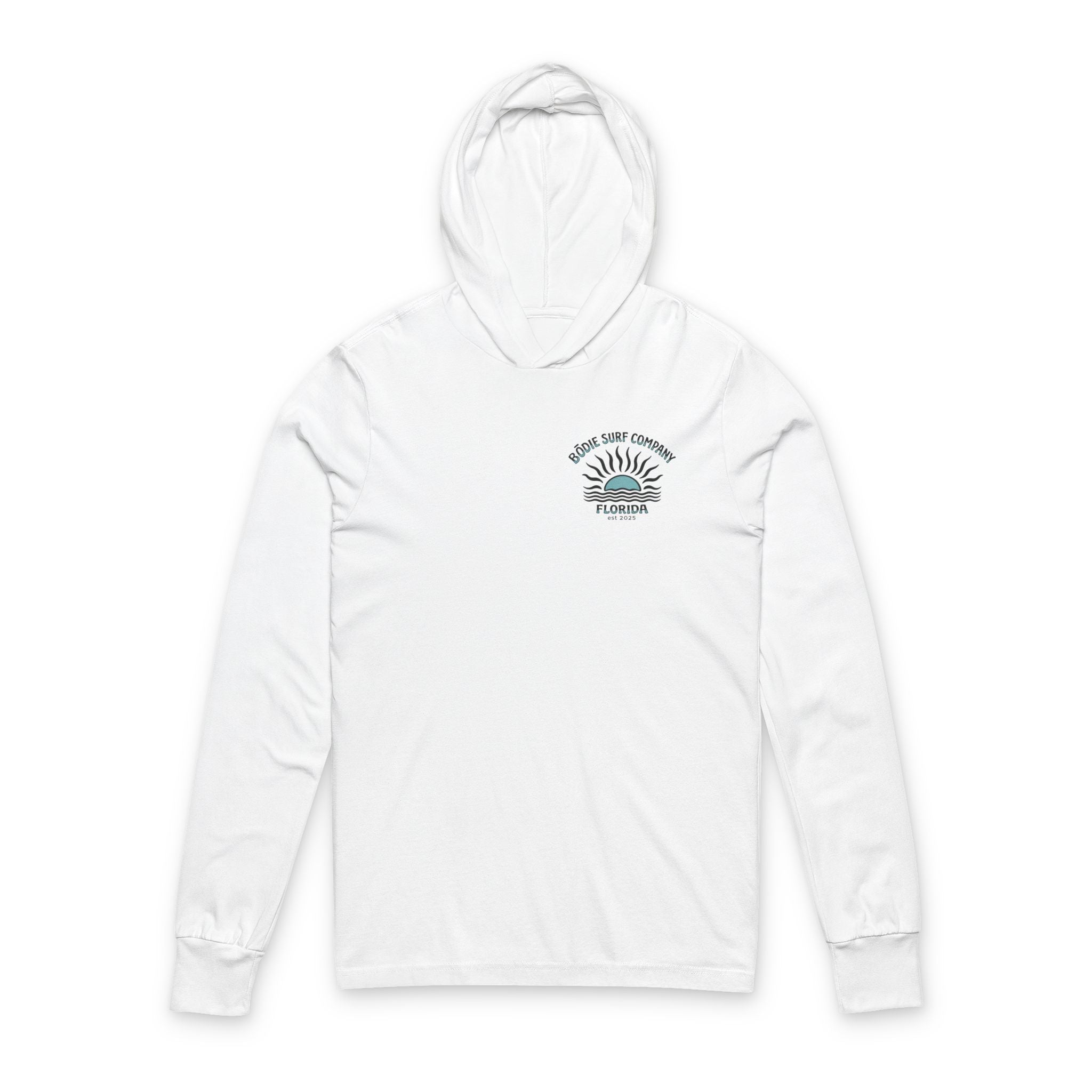 Teal Sun Hooded Long Sleeve Tee