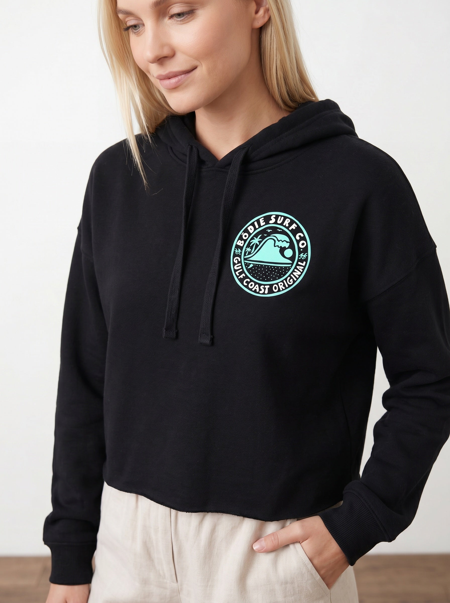Blue Wave cropped hoodie