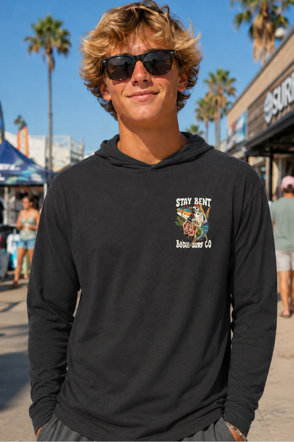 Stay Bent Hooded Long Sleeve Tee