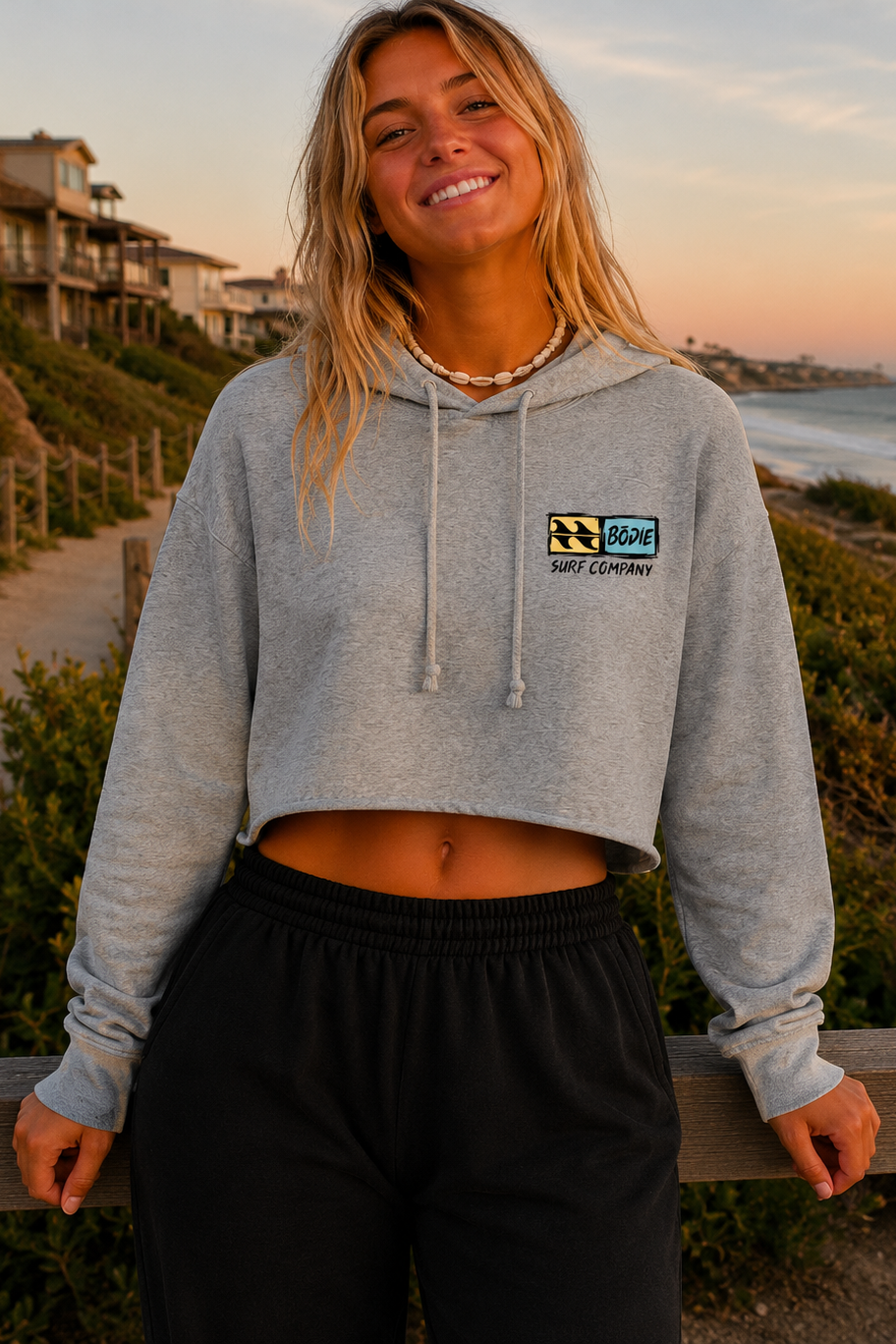 Distressed Logo Cropped Hoodie