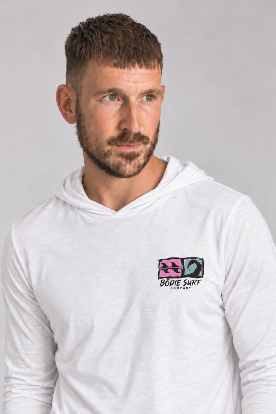 Bōdie Logo &amp; Wave Hooded Long Sleeve Tee