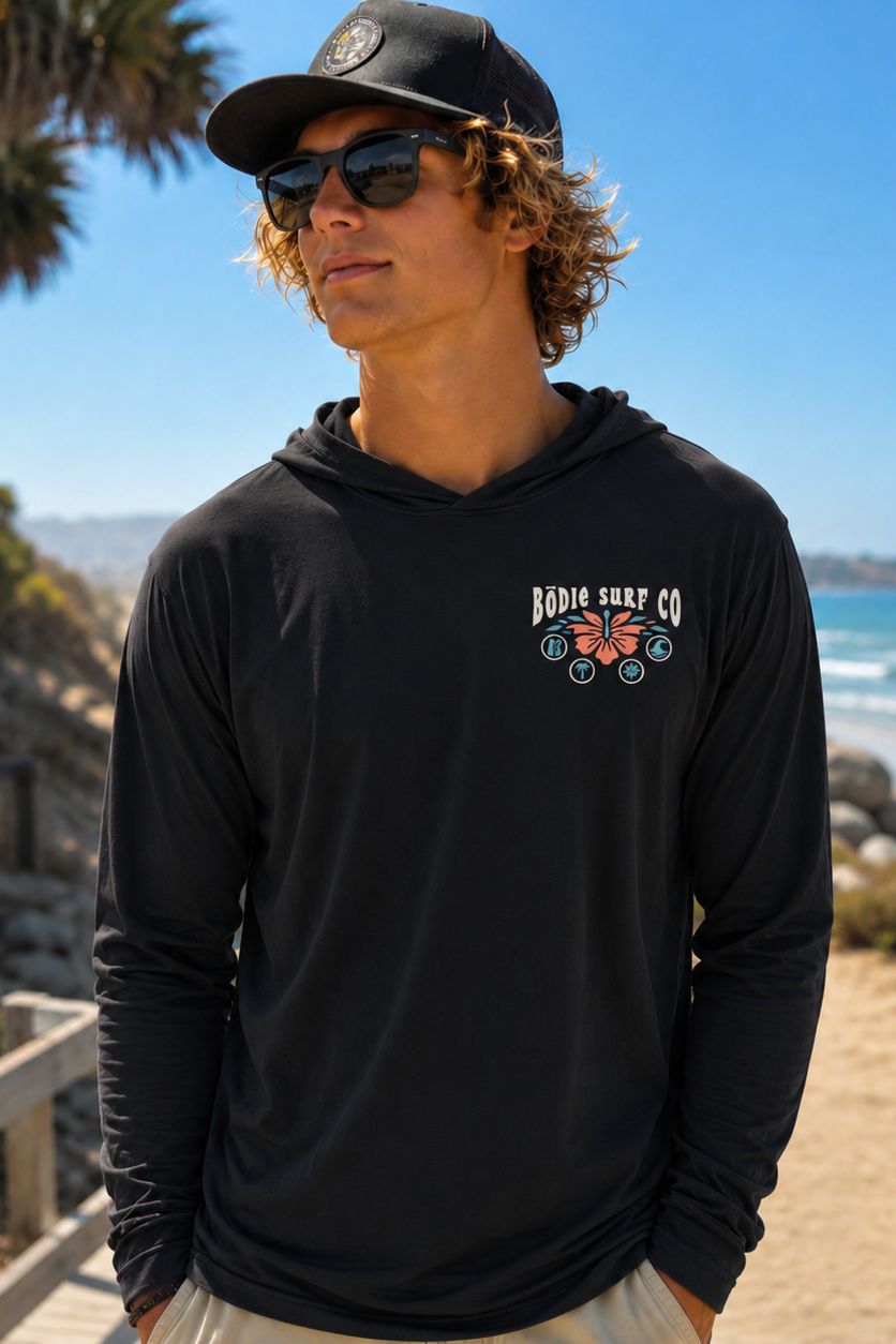 Hibiscus Hooded Long Sleeve Tee