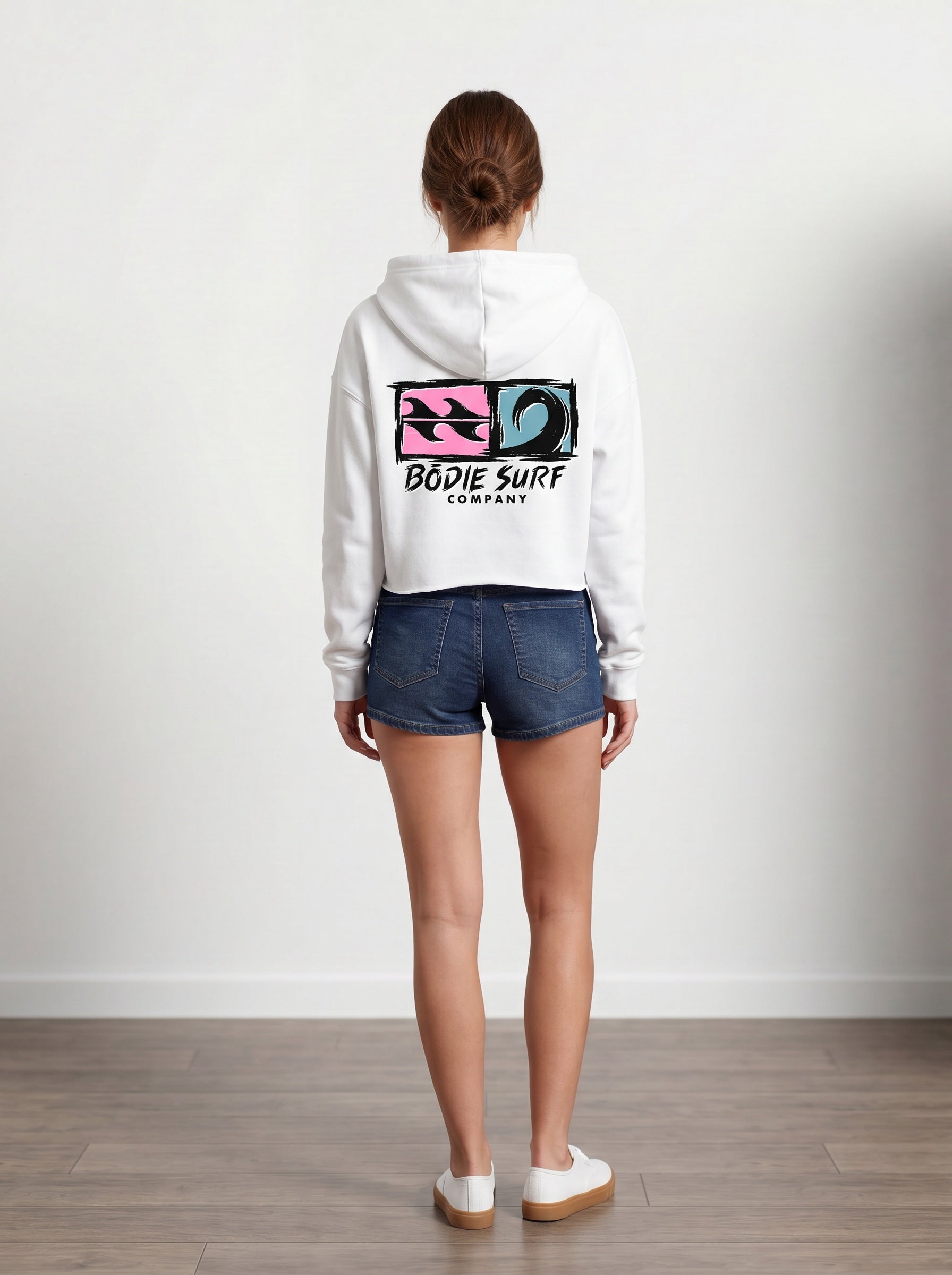 Logo & Wave Cropped Hoodie