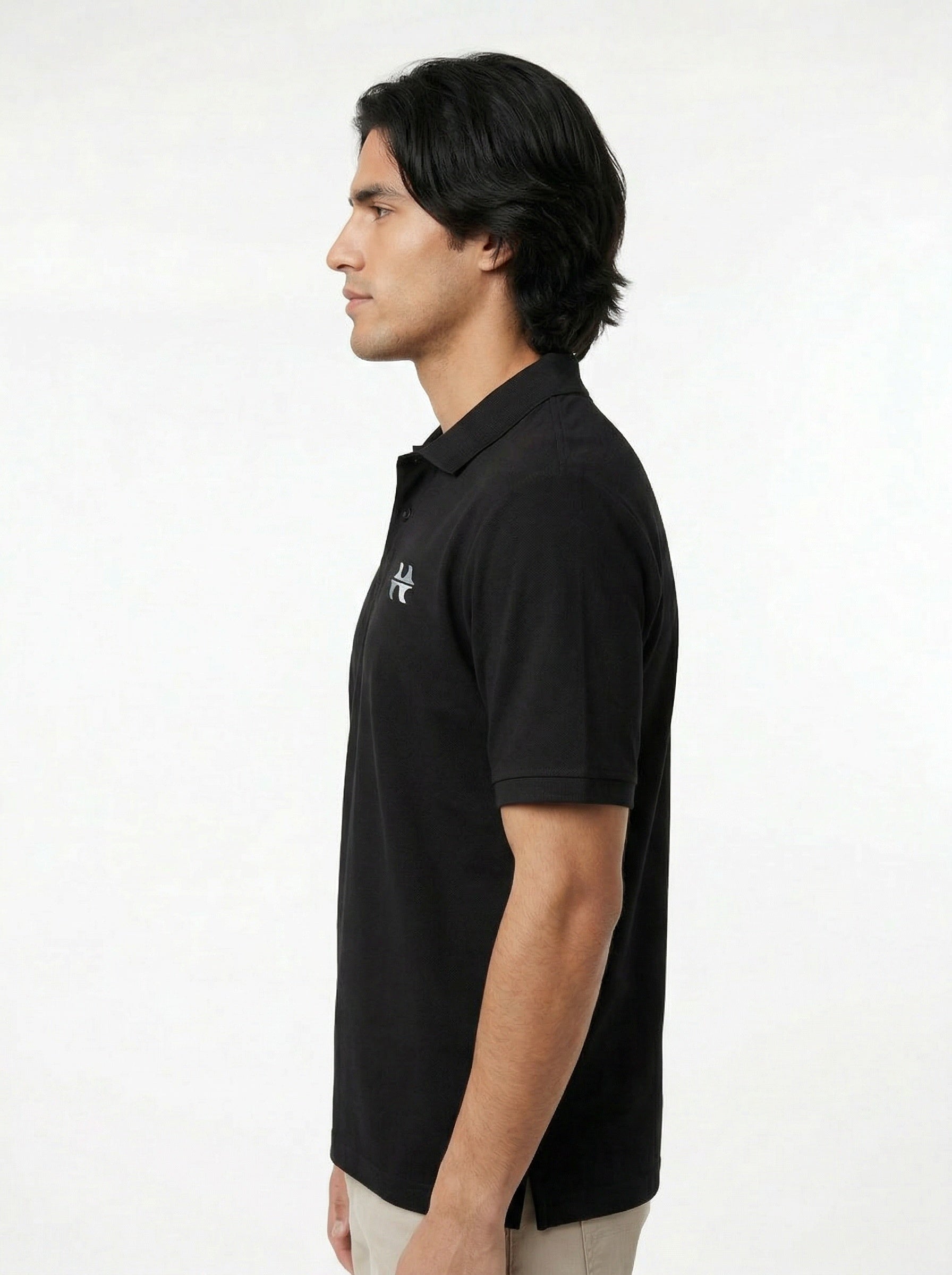 Bōdie Embroidered polo shirt. Black.