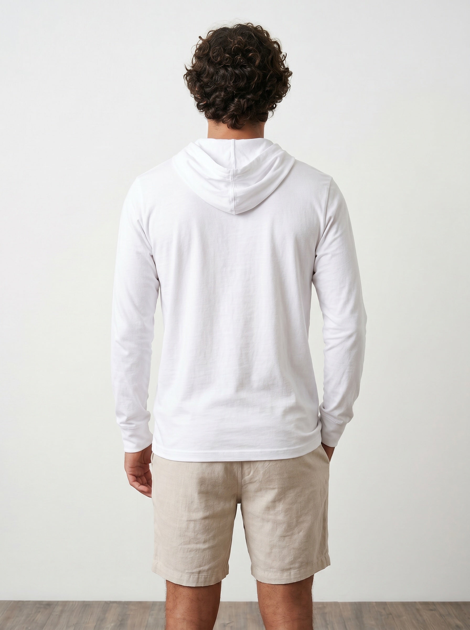 Logo & Wave Hooded Long Sleeve Tee