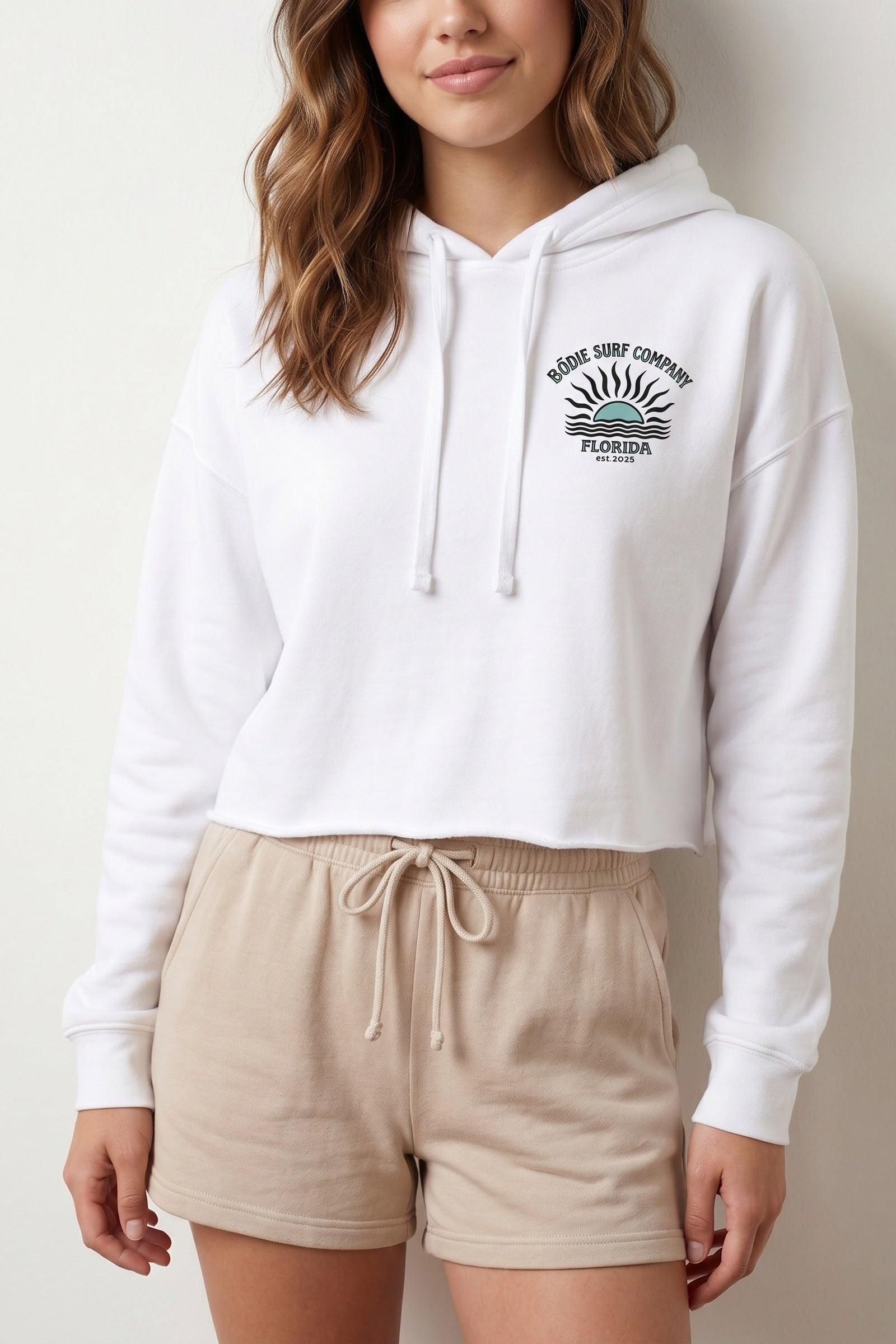 Teal Sun Cropped Hoodie