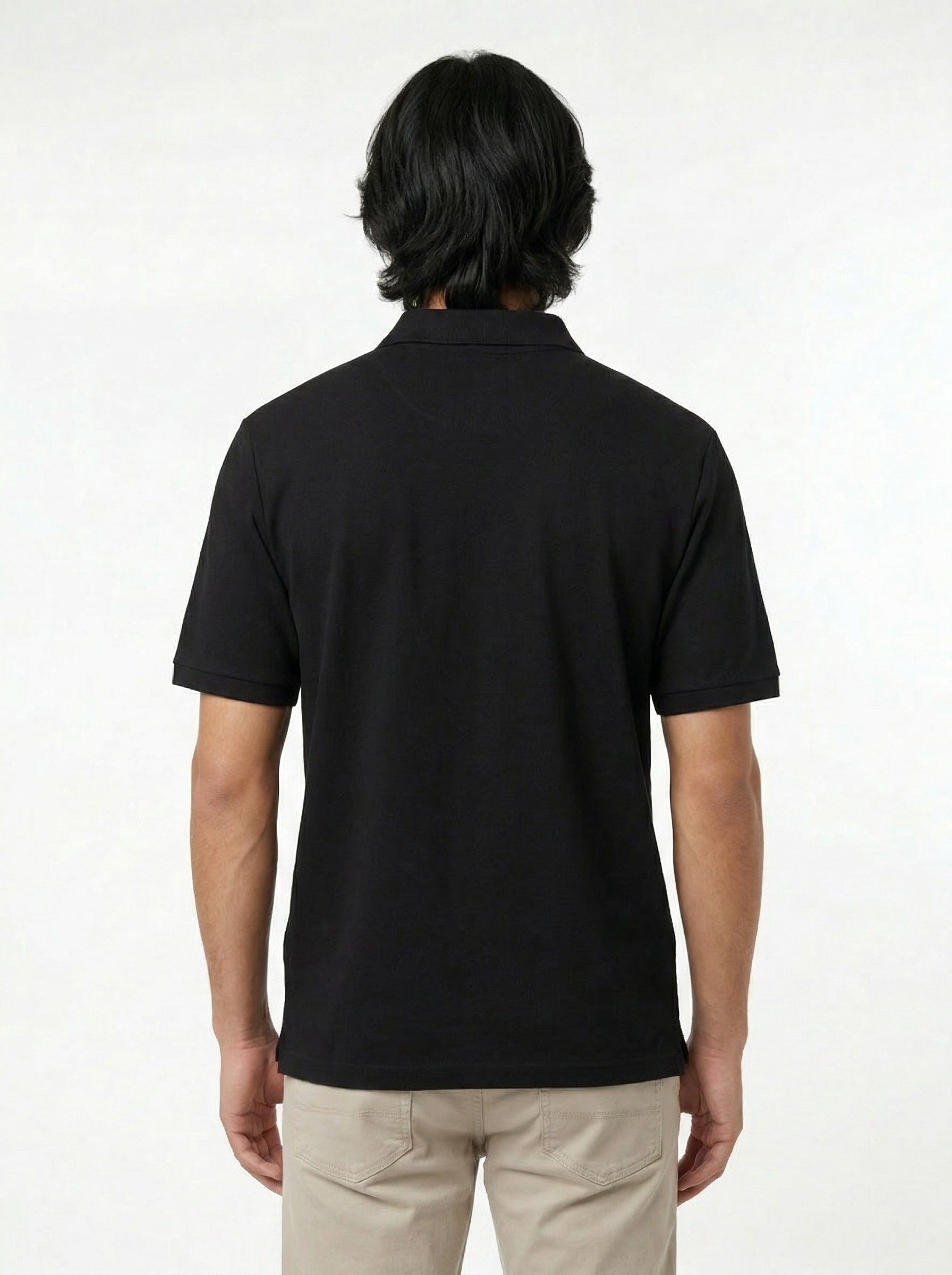 Bōdie Embroidered polo shirt. Black.