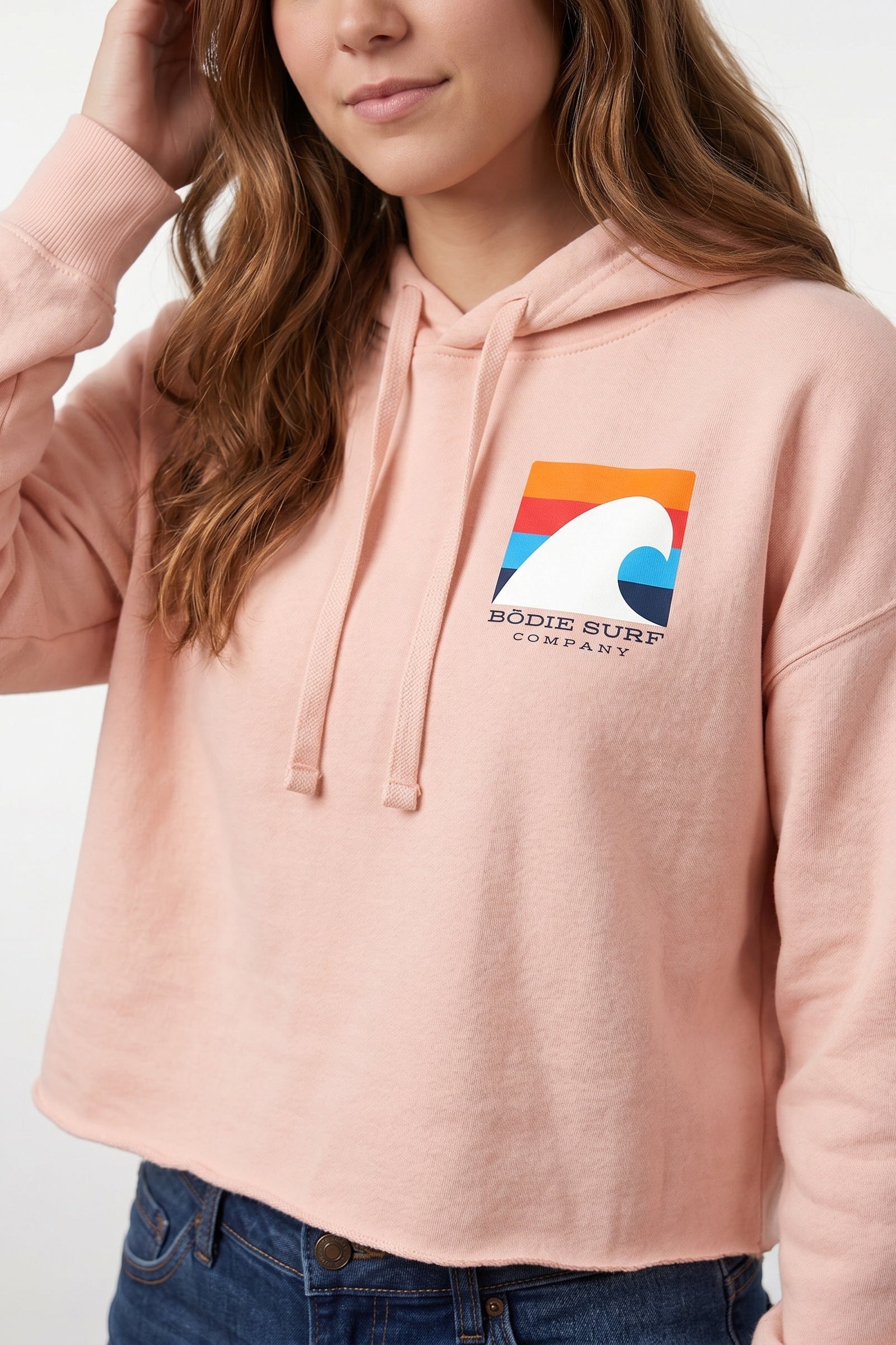 White Wave womens cropped hoodie
