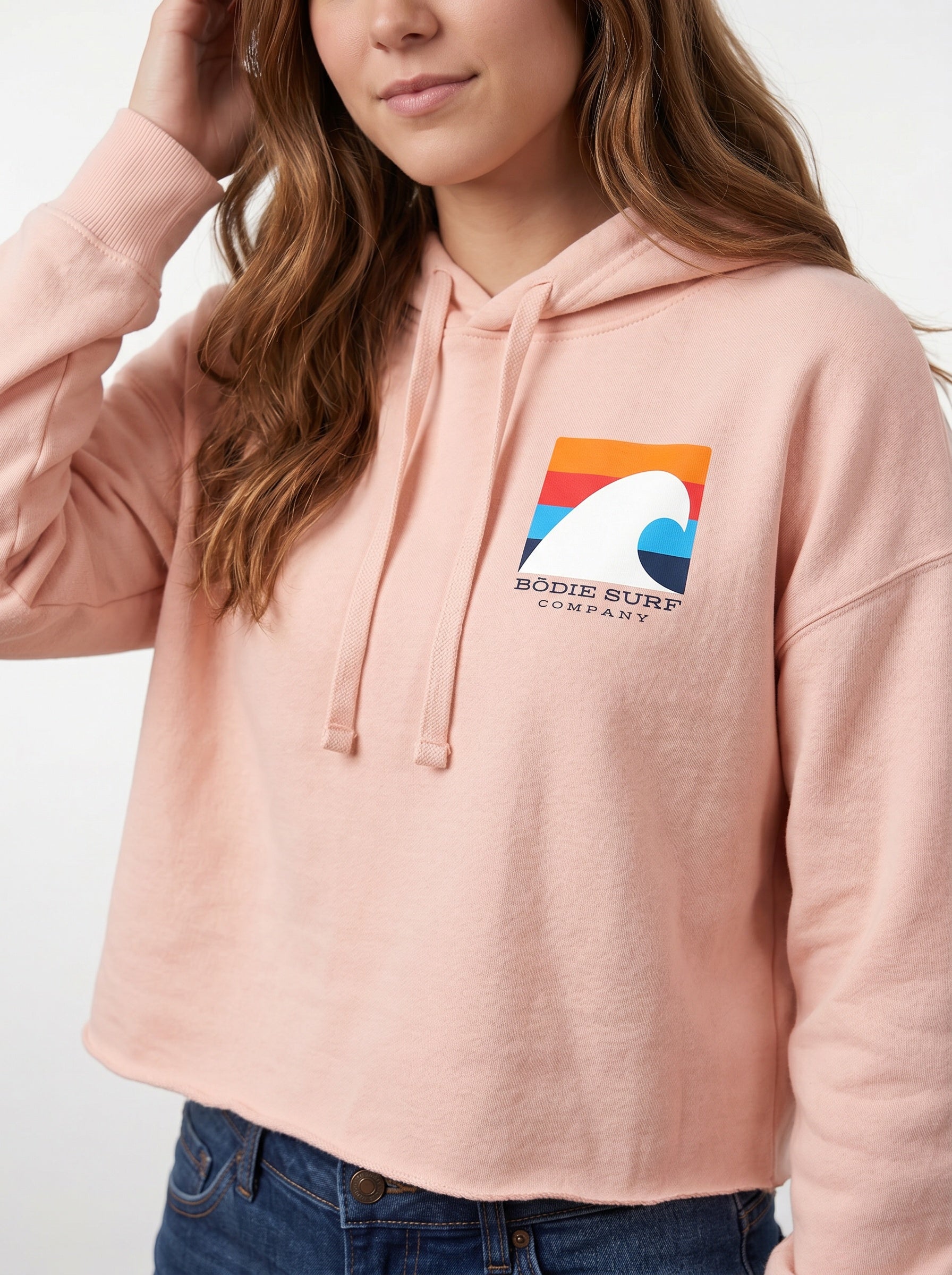 White Wave womens cropped hoodie