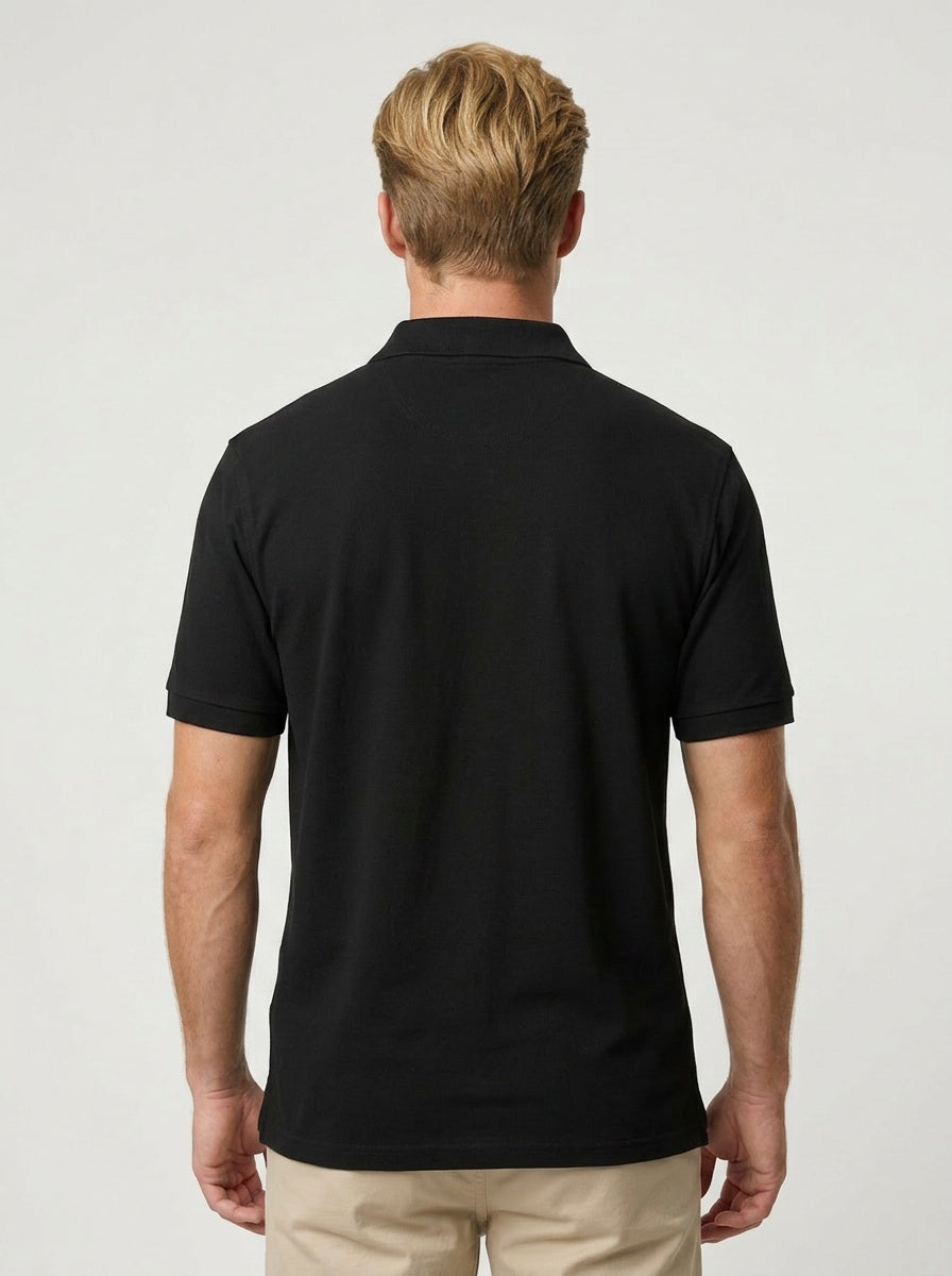 Bōdie Embroidered polo shirt. Black.