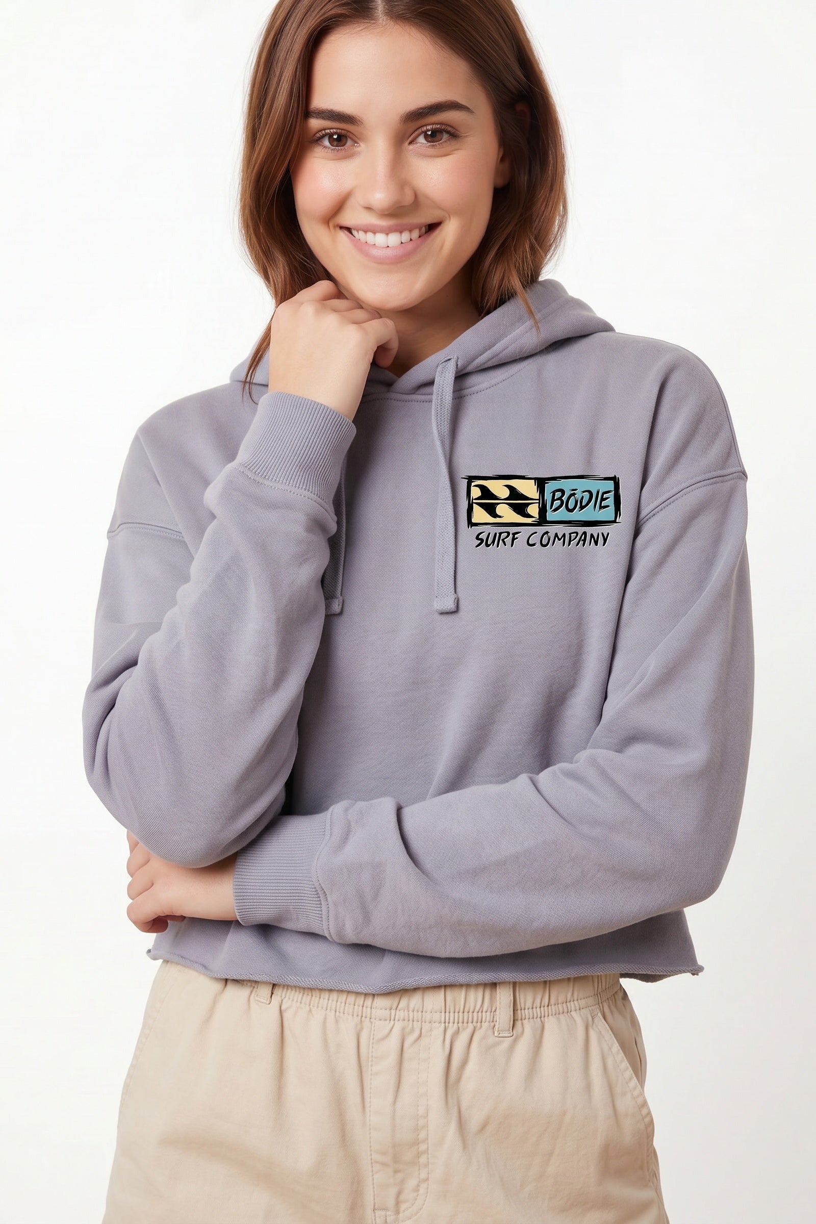 Distressed Logo Cropped Hoodie