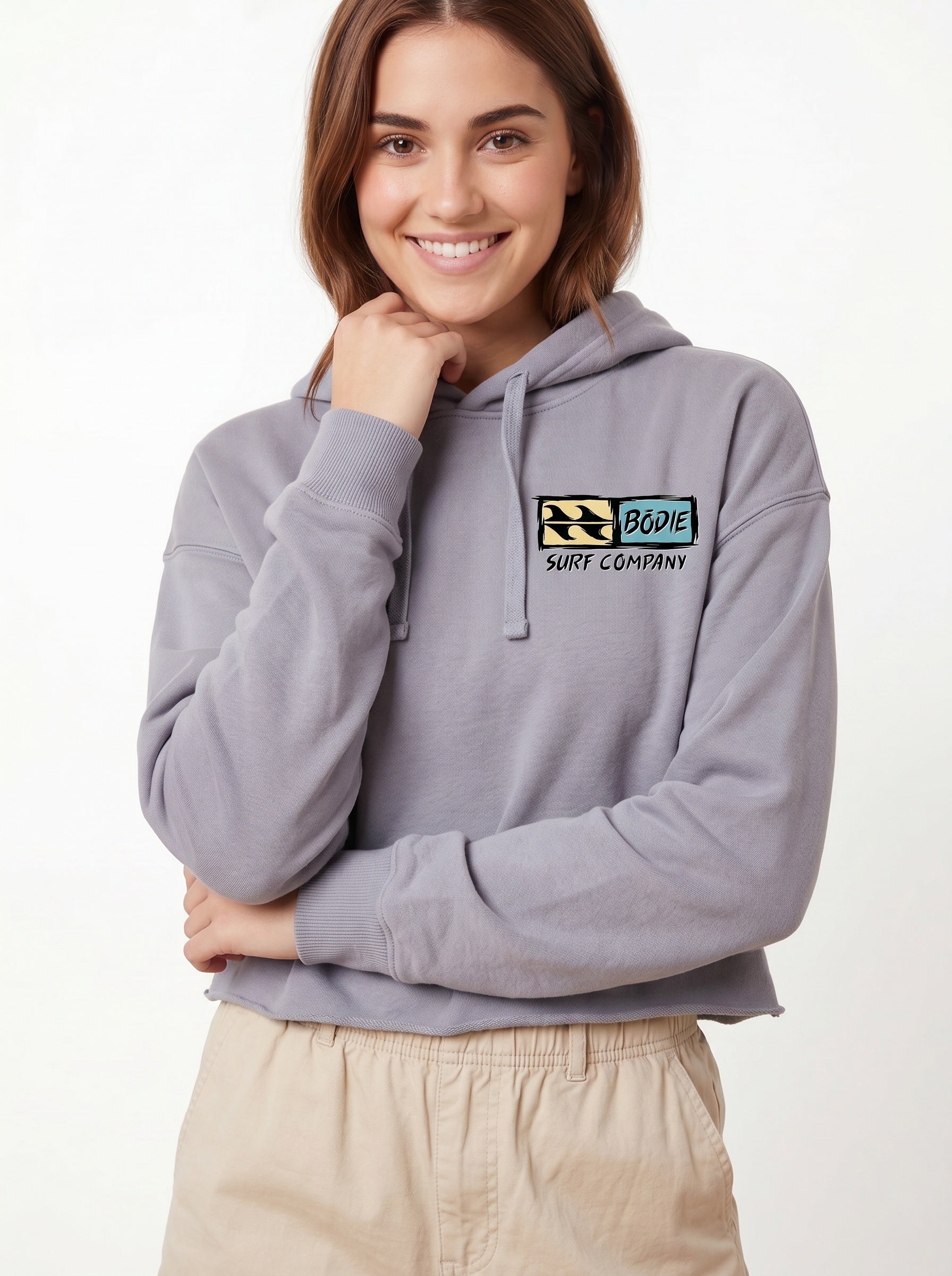 Distressed Logo Cropped Hoodie