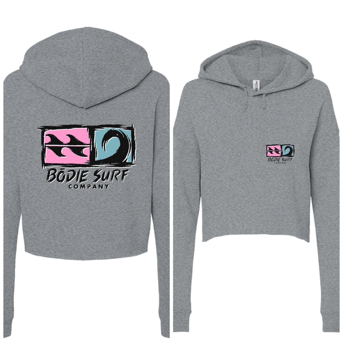 Logo and Wave Cropped Hoodie