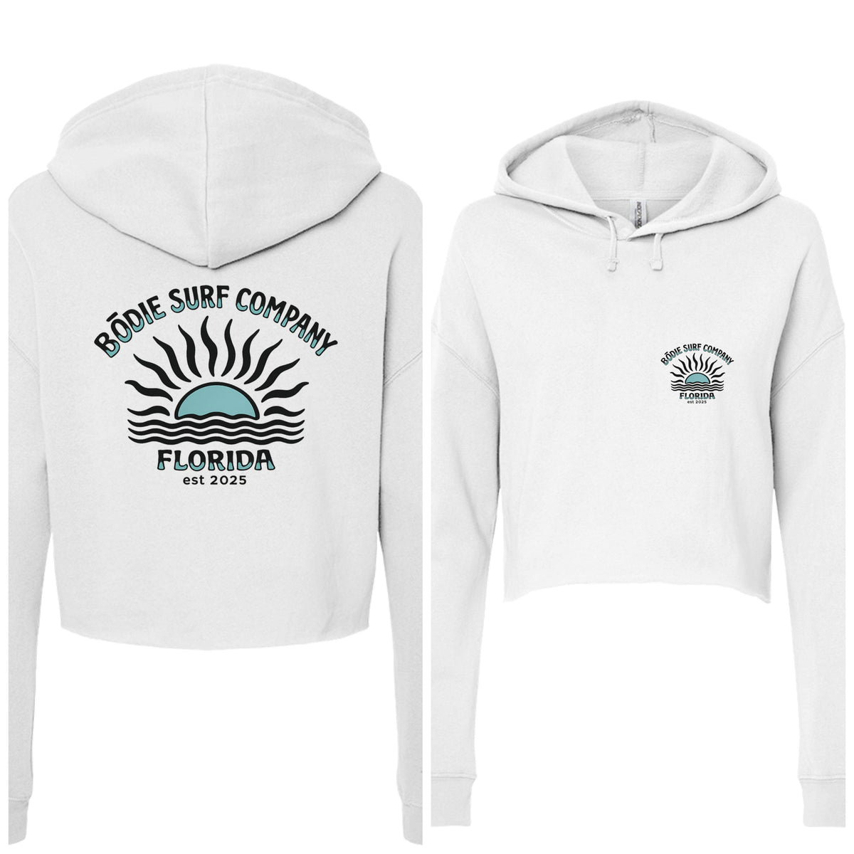 Teal Sun Cropped Hoodie