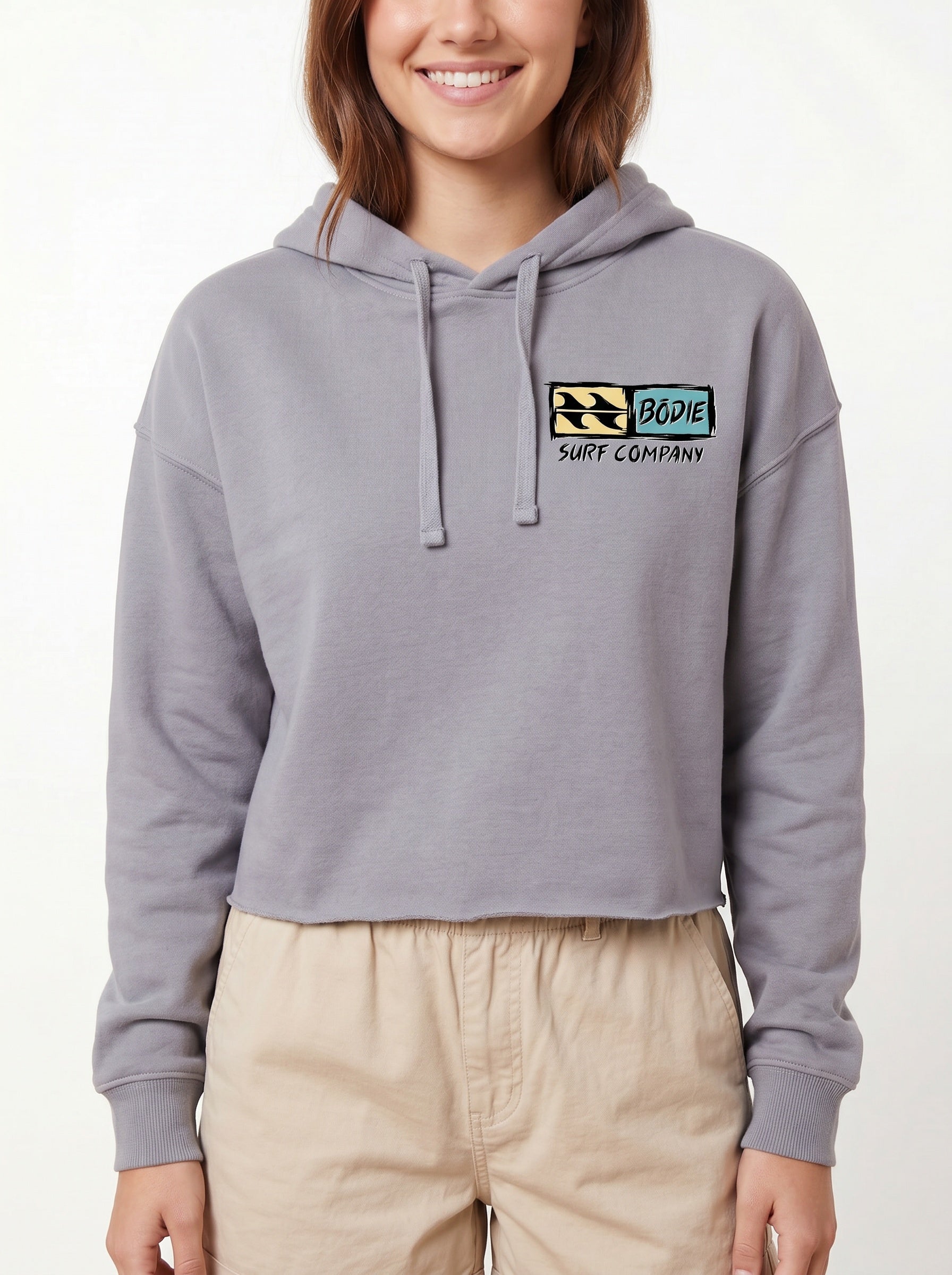 Distressed Logo Cropped Hoodie