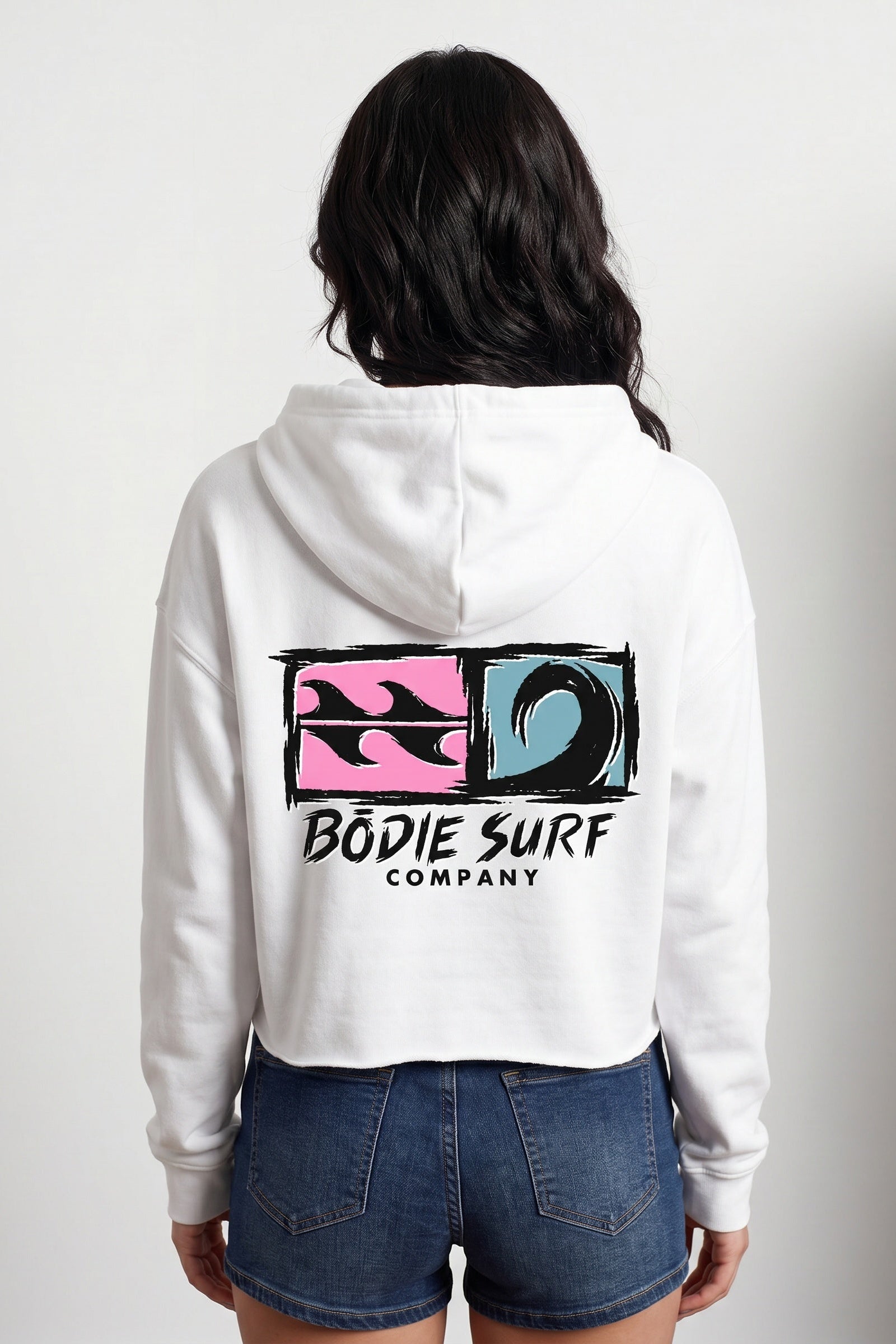 Logo & Wave Cropped Hoodie