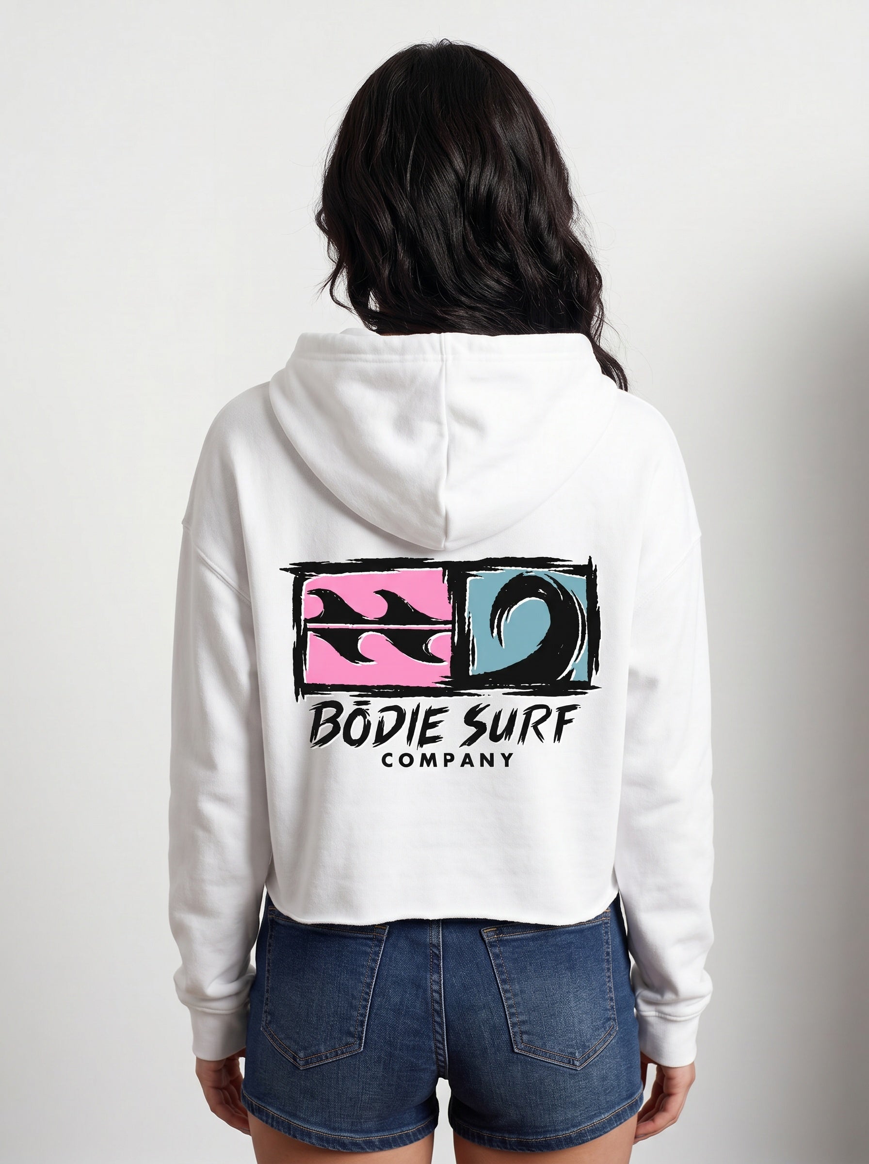 Logo & Wave Cropped Hoodie