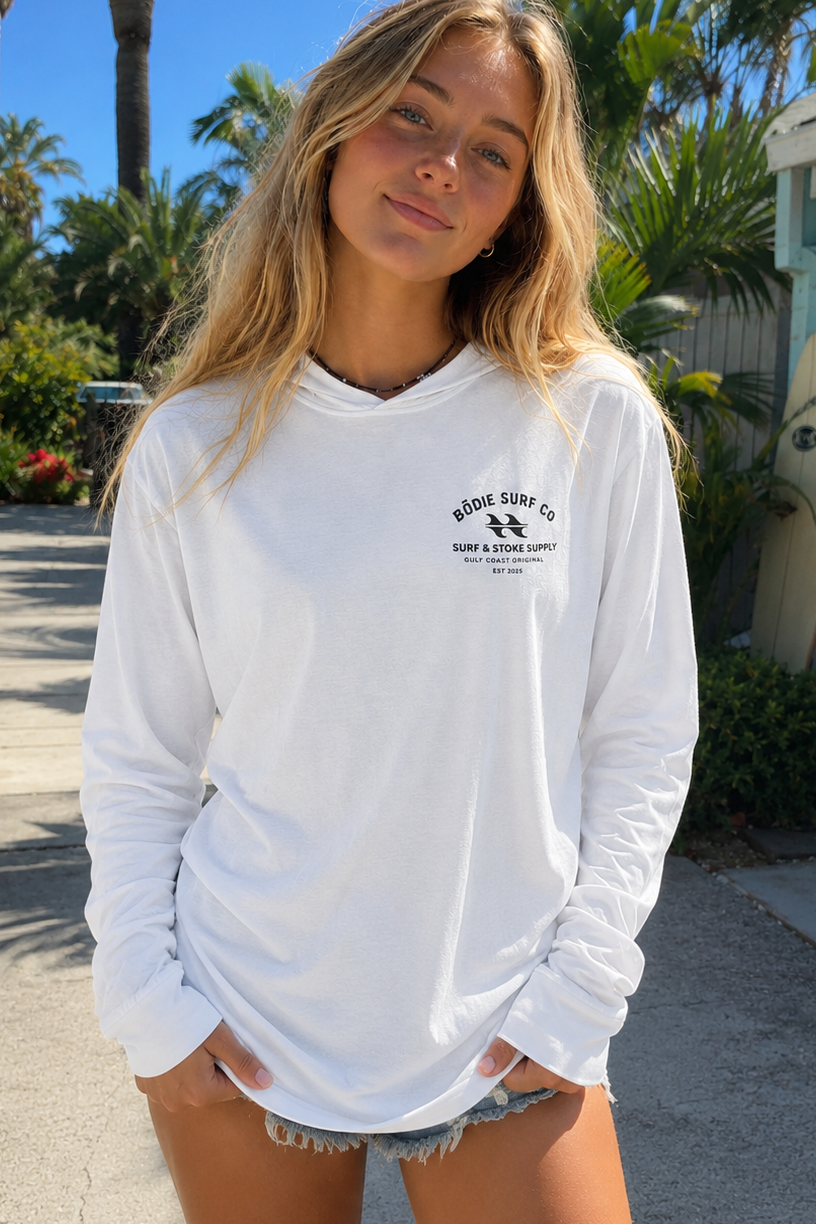 Surf &amp; Stoke Hooded Long Sleeve Tee