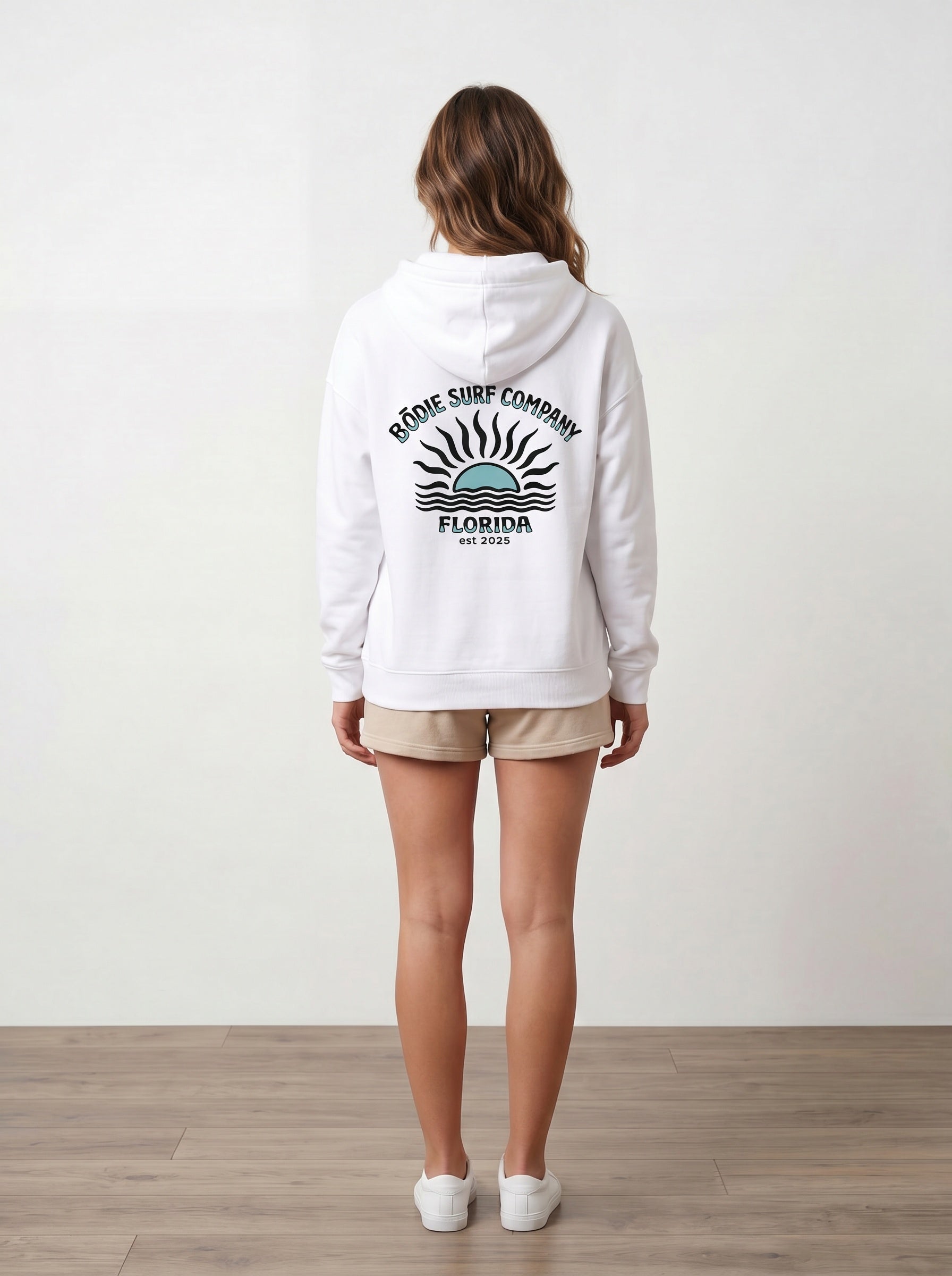 Teal Sun Cropped Hoodie