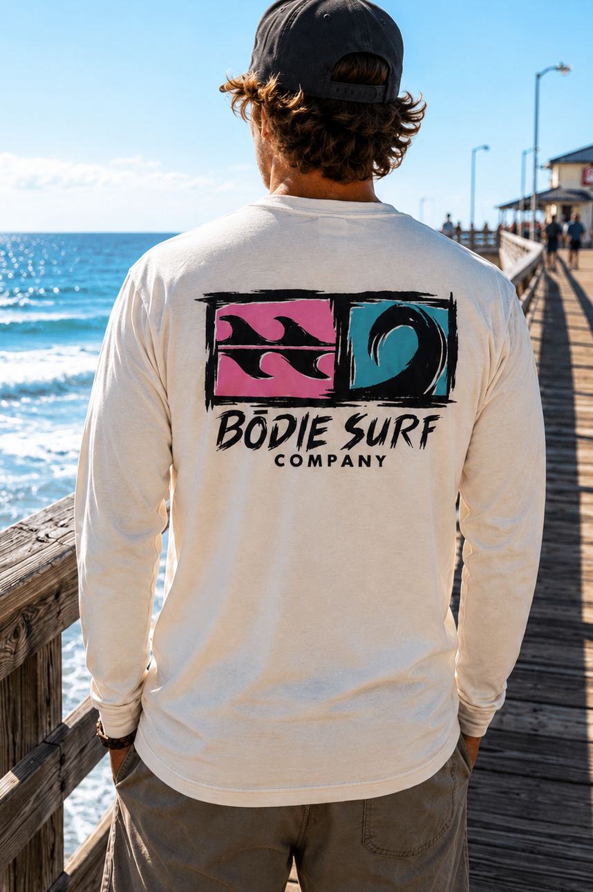 Logo &amp; Wave Long Sleeve Tee
