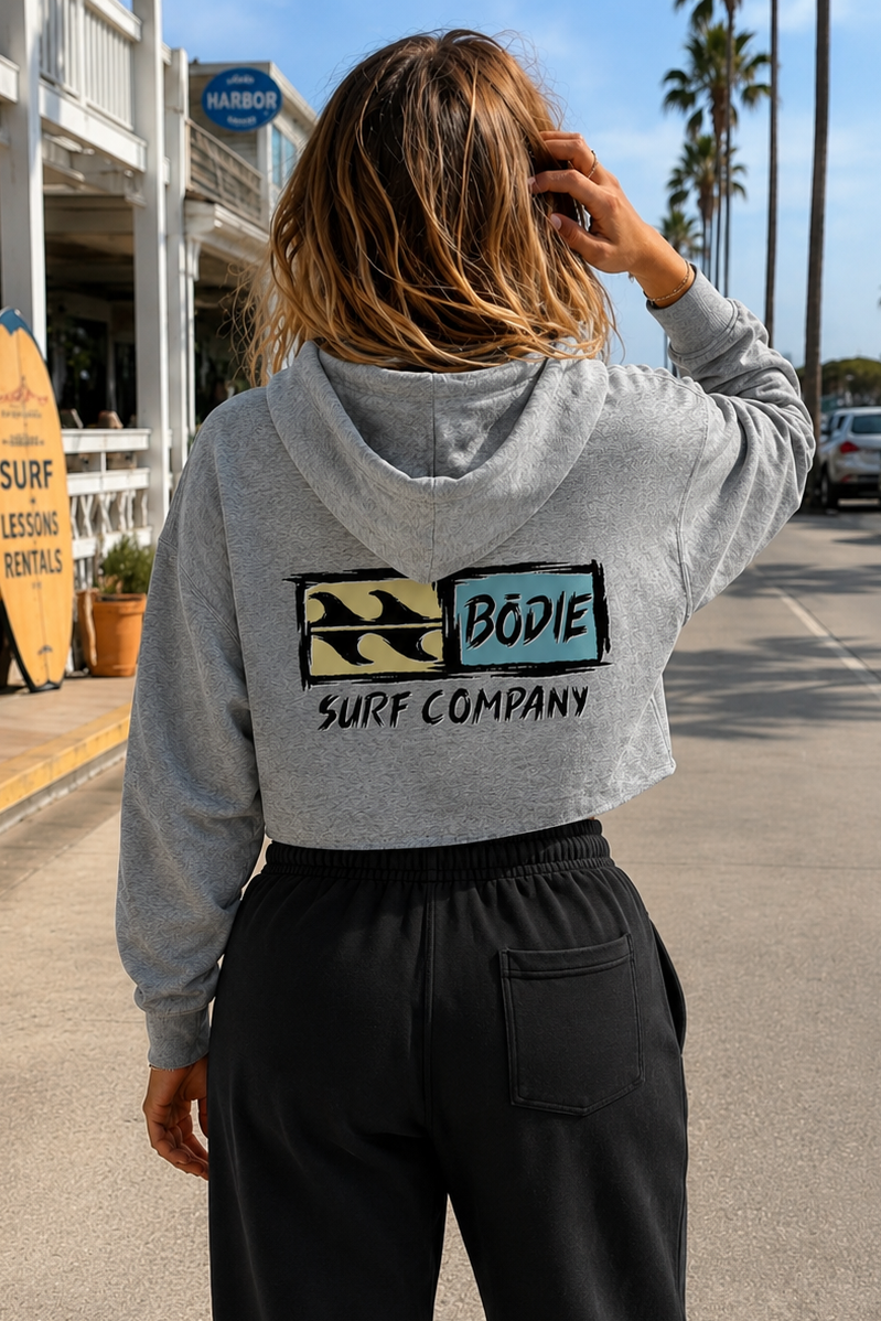 Distressed Logo Cropped Hoodie