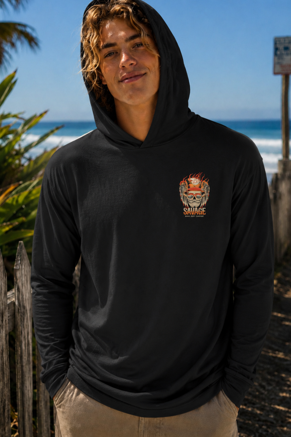 Savage Hooded Long Sleeve Tee