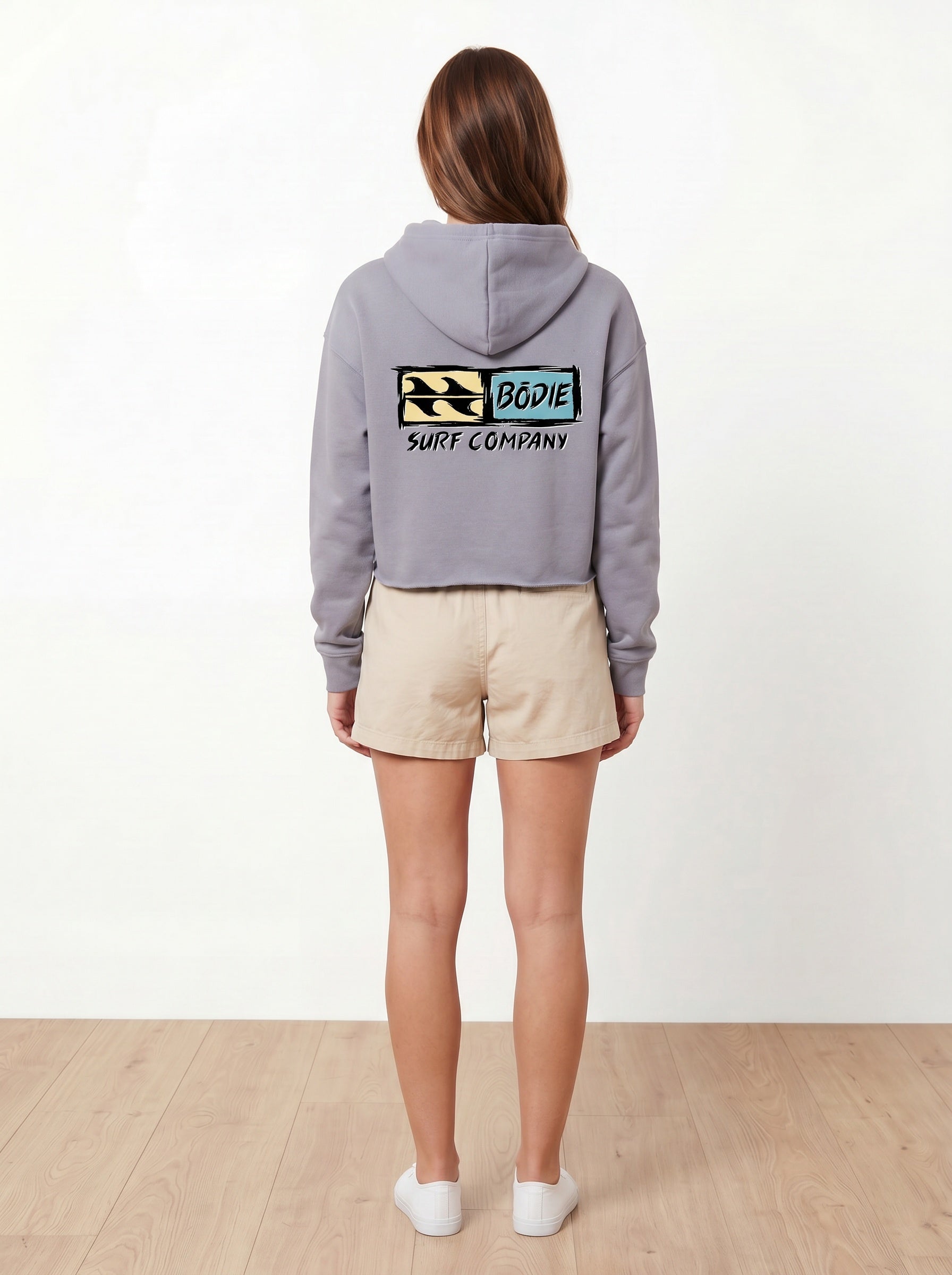 Distressed Logo Cropped Hoodie