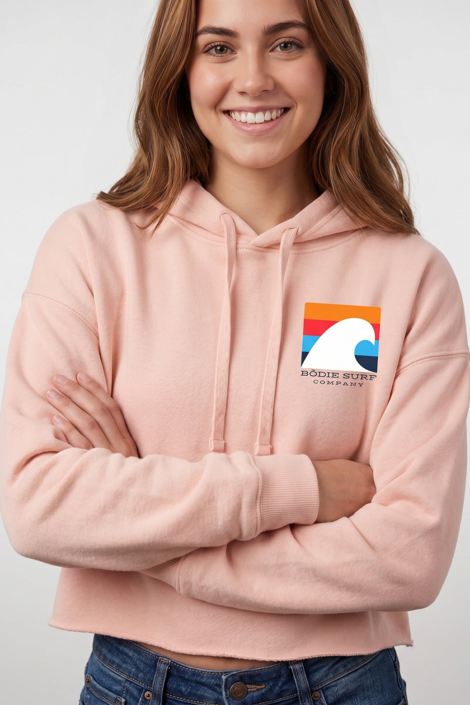 White Wave womens cropped hoodie