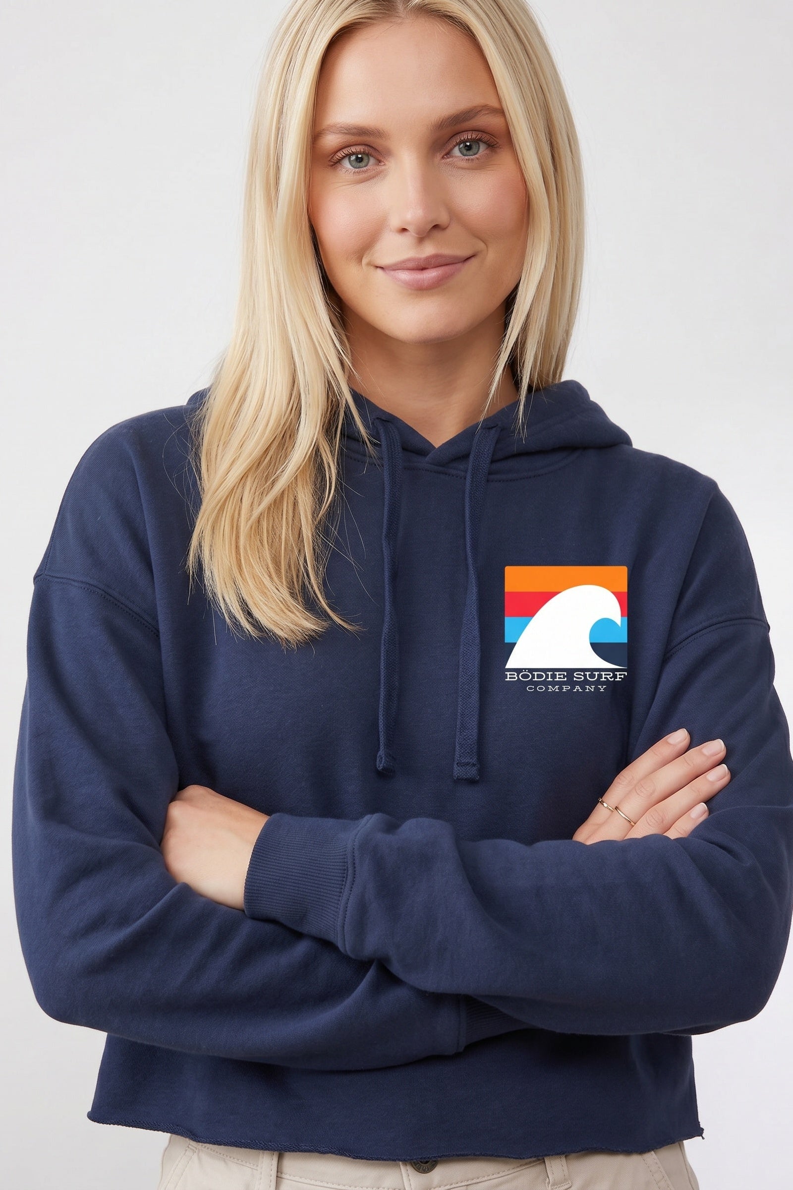 White Wave womens cropped hoodie