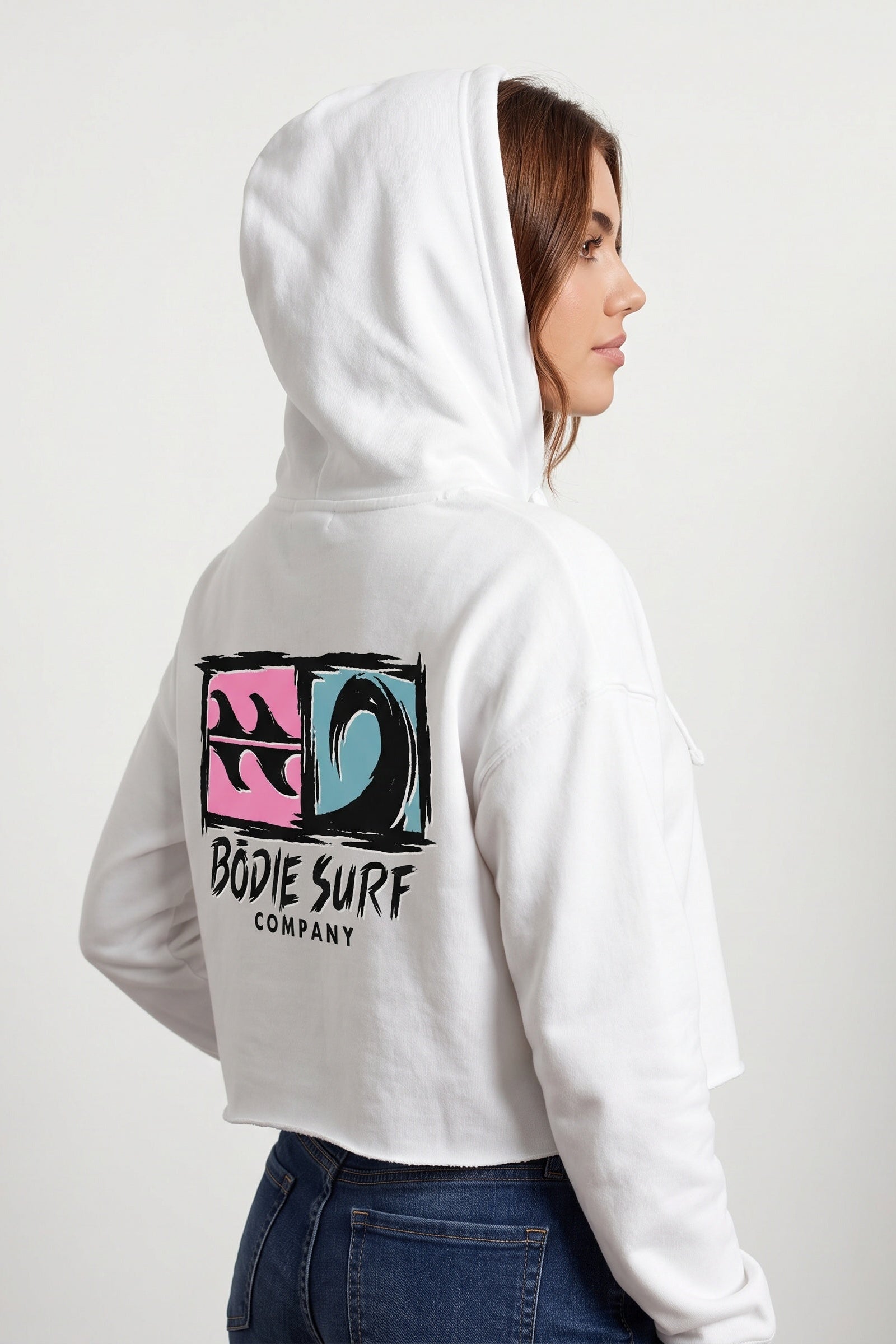 Logo & Wave Cropped Hoodie