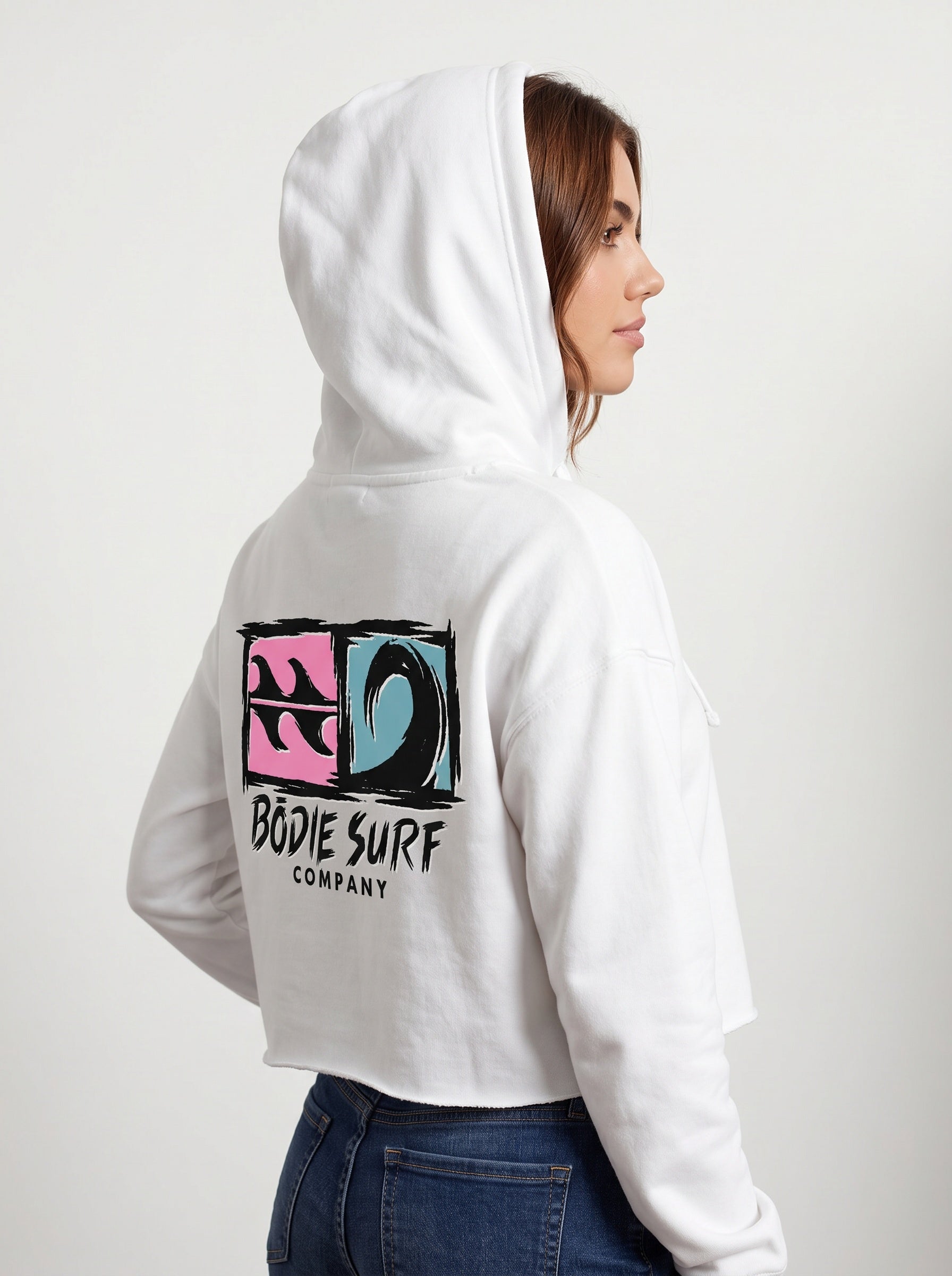 Logo & Wave Cropped Hoodie