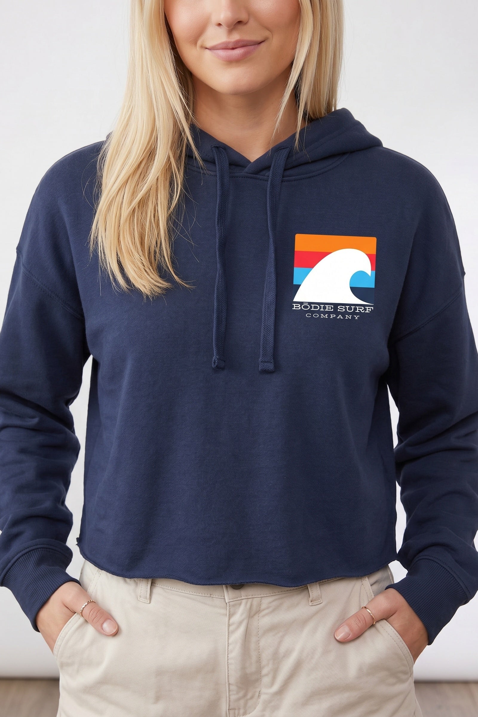 White Wave womens cropped hoodie