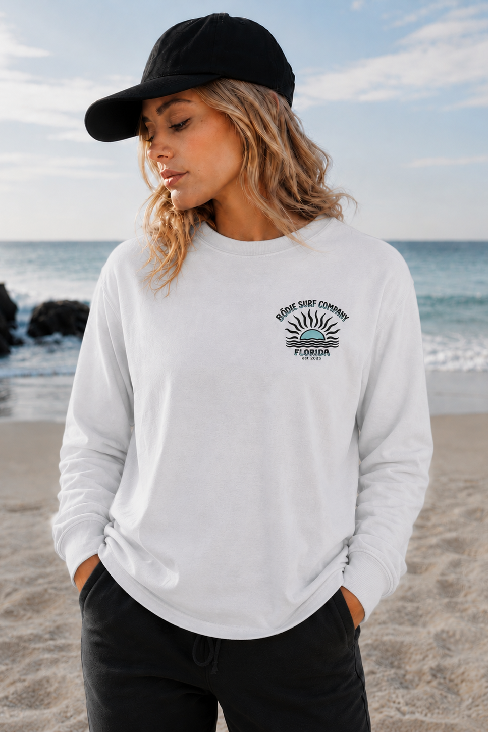 Teal Sun Long Sleeve Tee