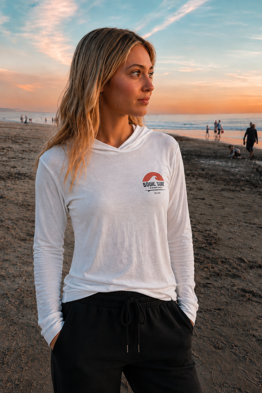 Red Sunset Hooded Long Sleeve Tee