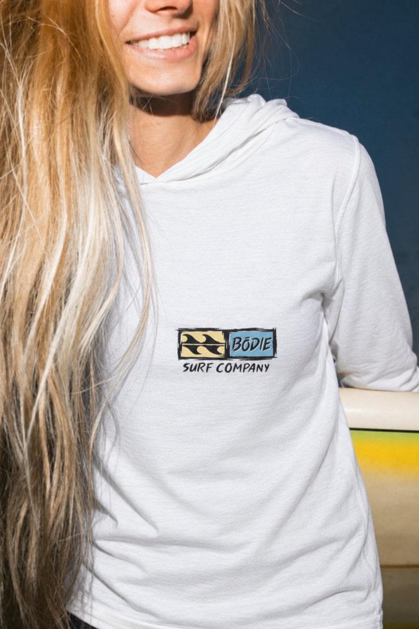 Bōdie Distressed Logo Hooded Long Sleeve Tee