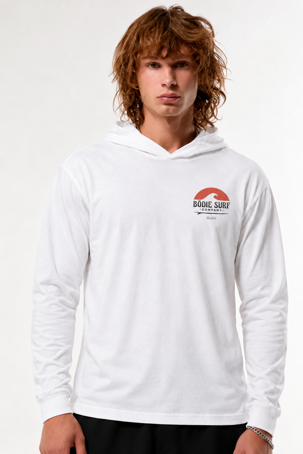 Red Sunset Hooded Long Sleeve Tee