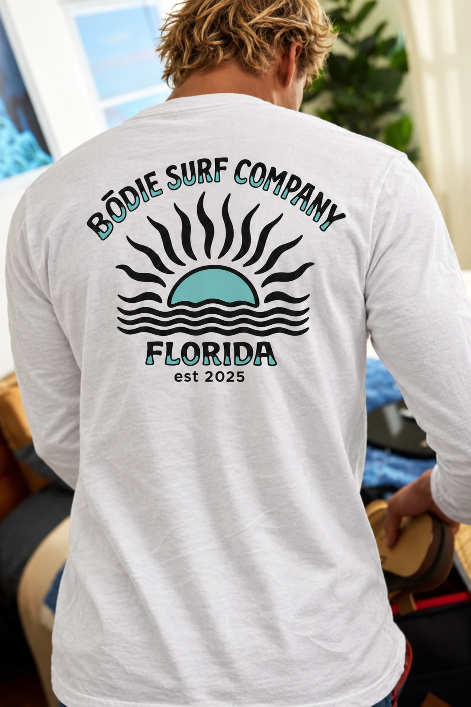 Teal Sun Long Sleeve Tee
