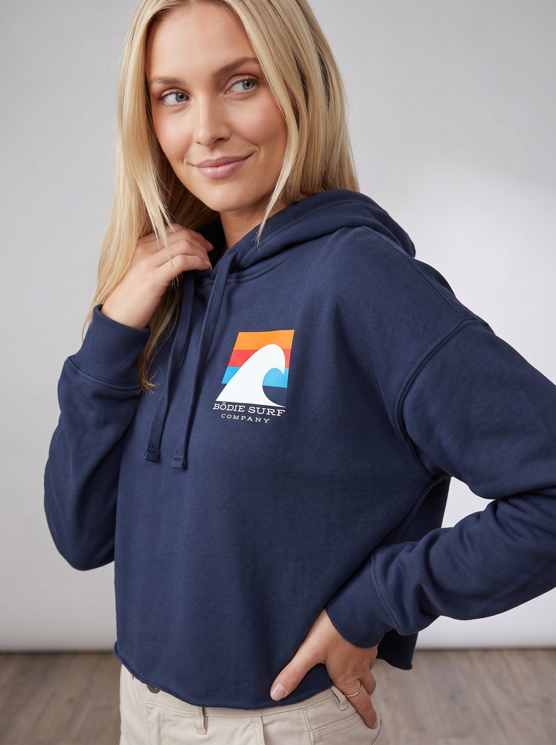 White Wave womens cropped hoodie