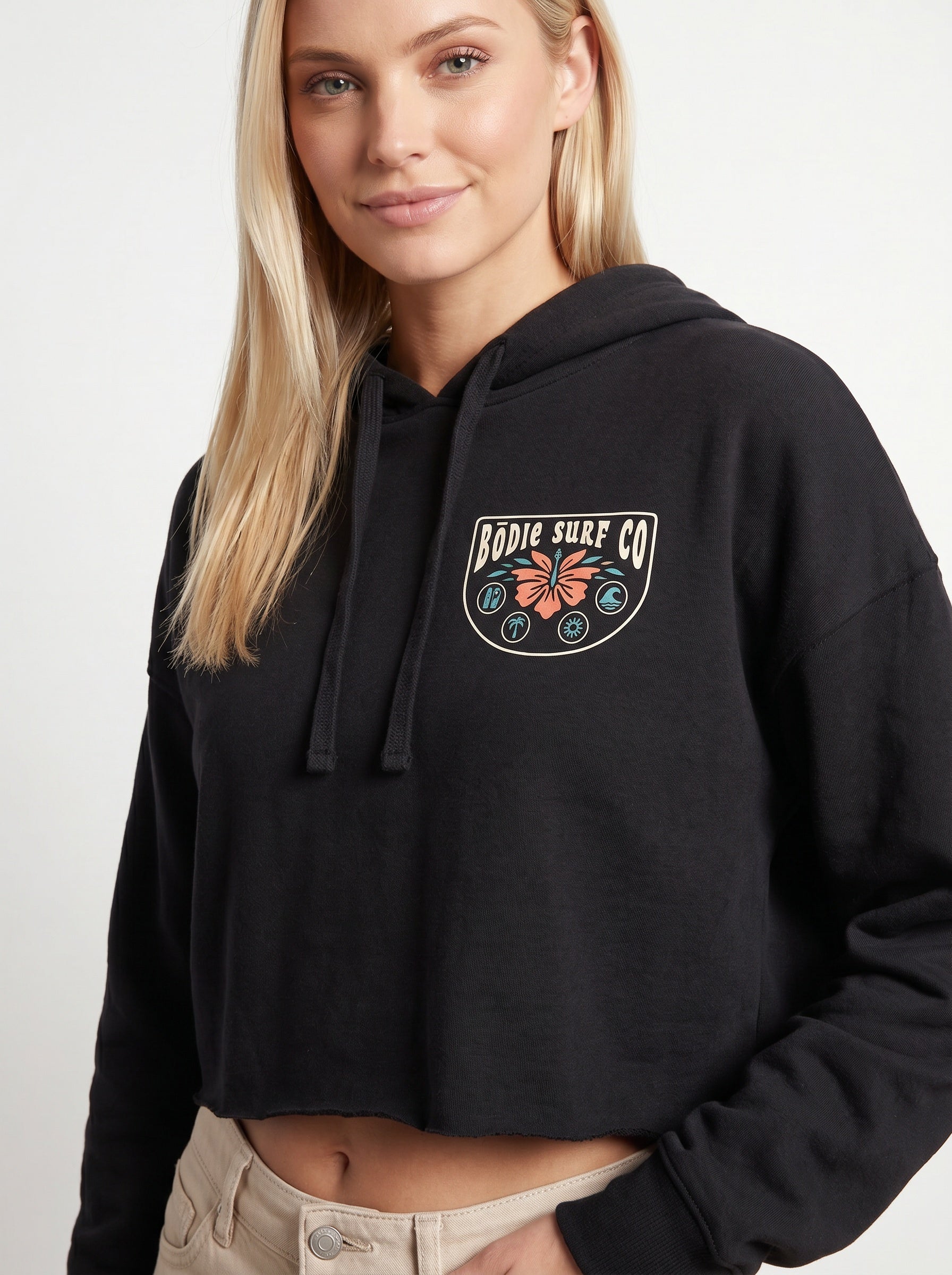 Hibiscus Cropped Hoodie