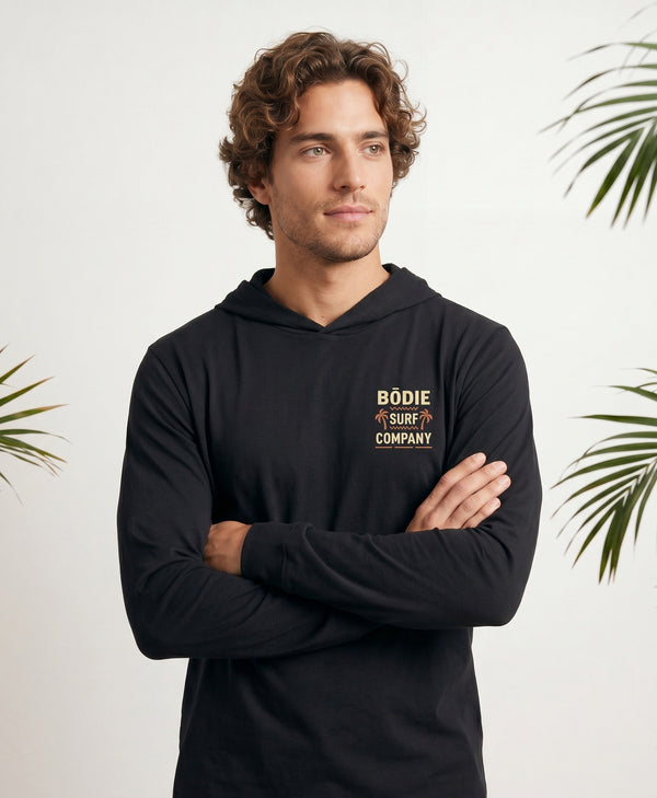 Double Palm Graphic Long-Sleeve Hooded Tee