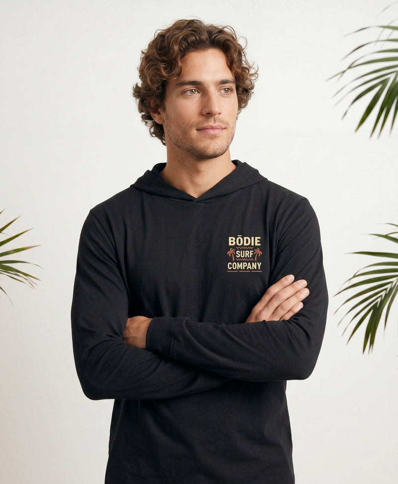 Double Palm Graphic Long-Sleeve Hooded Tee